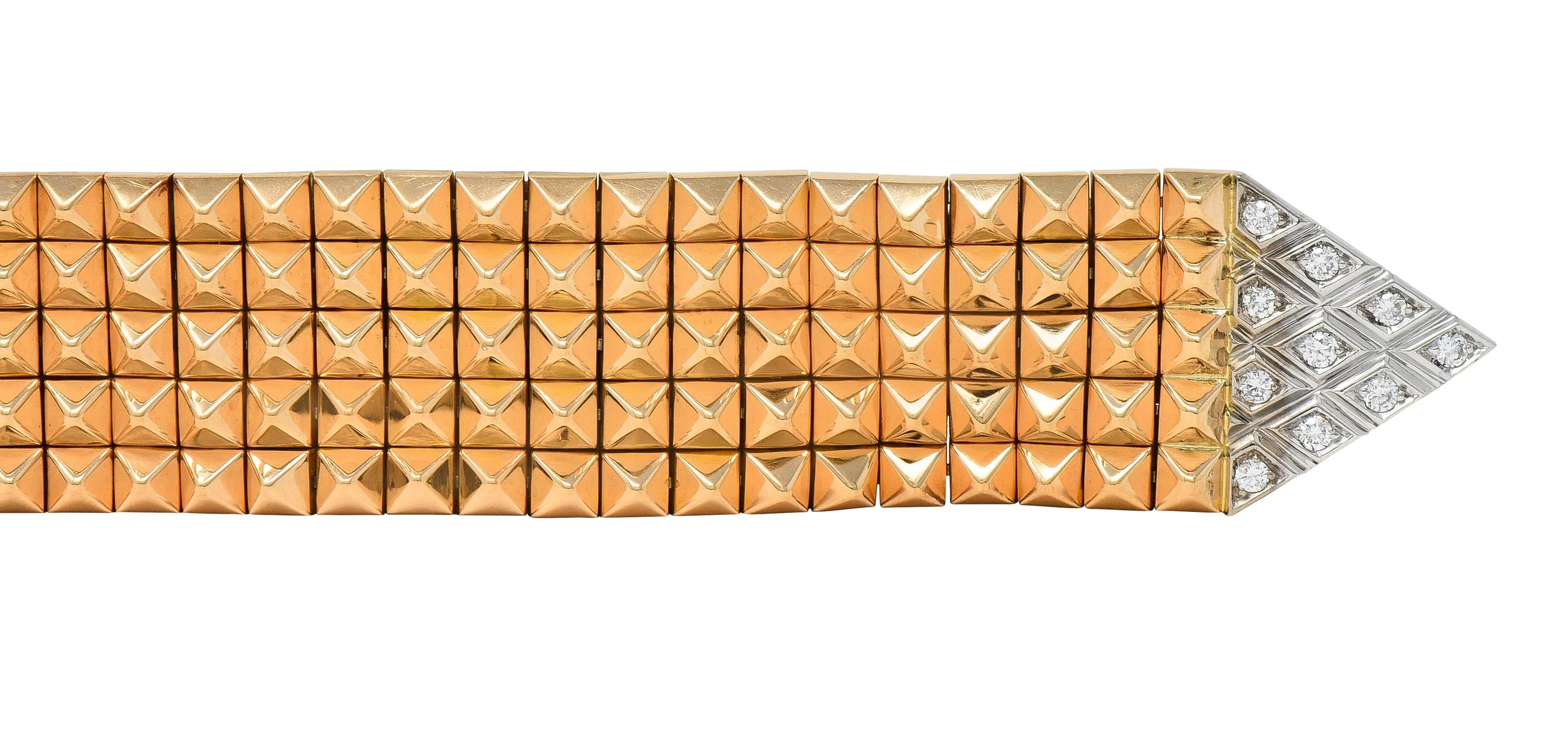 Mauboussin Paris Retro Diamond Platinum 18 Karat Rose Gold Vintage Mesh Buckle Bracelet - Image 5