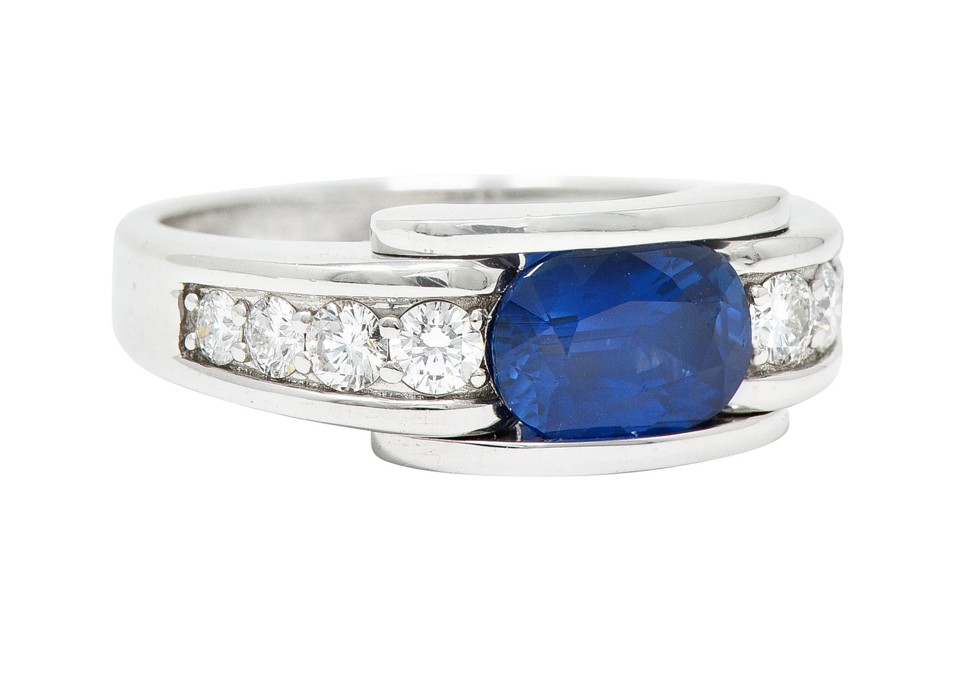Mauboussin Paris Sapphire Diamond 18 Karat White Gold Alessandra Band Ring - Image 2