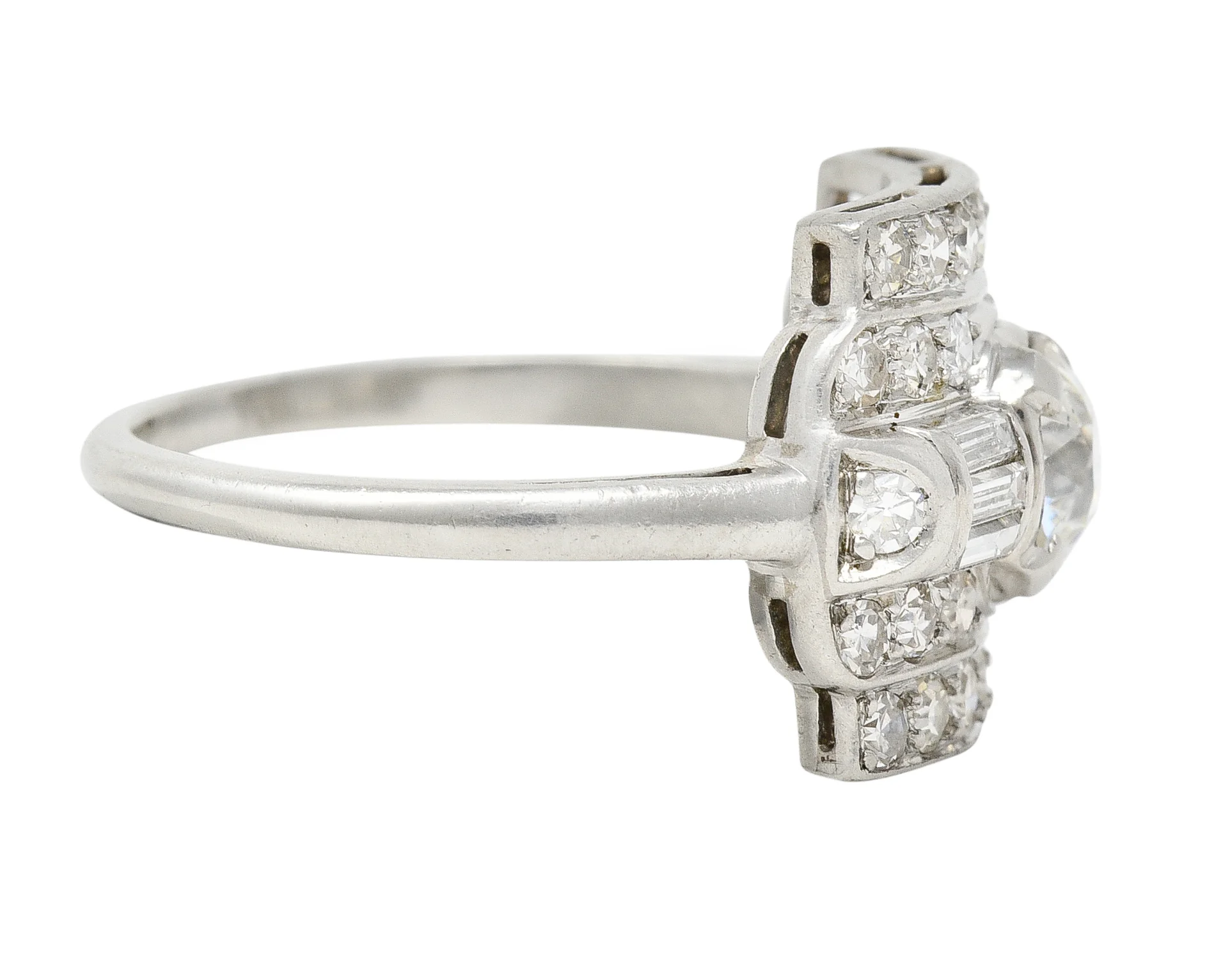 Maurice Tishman Art Deco 1.66 CTW Old European Cut Diamond Platinum Cluster Vintage Dinner Ring - Image 3