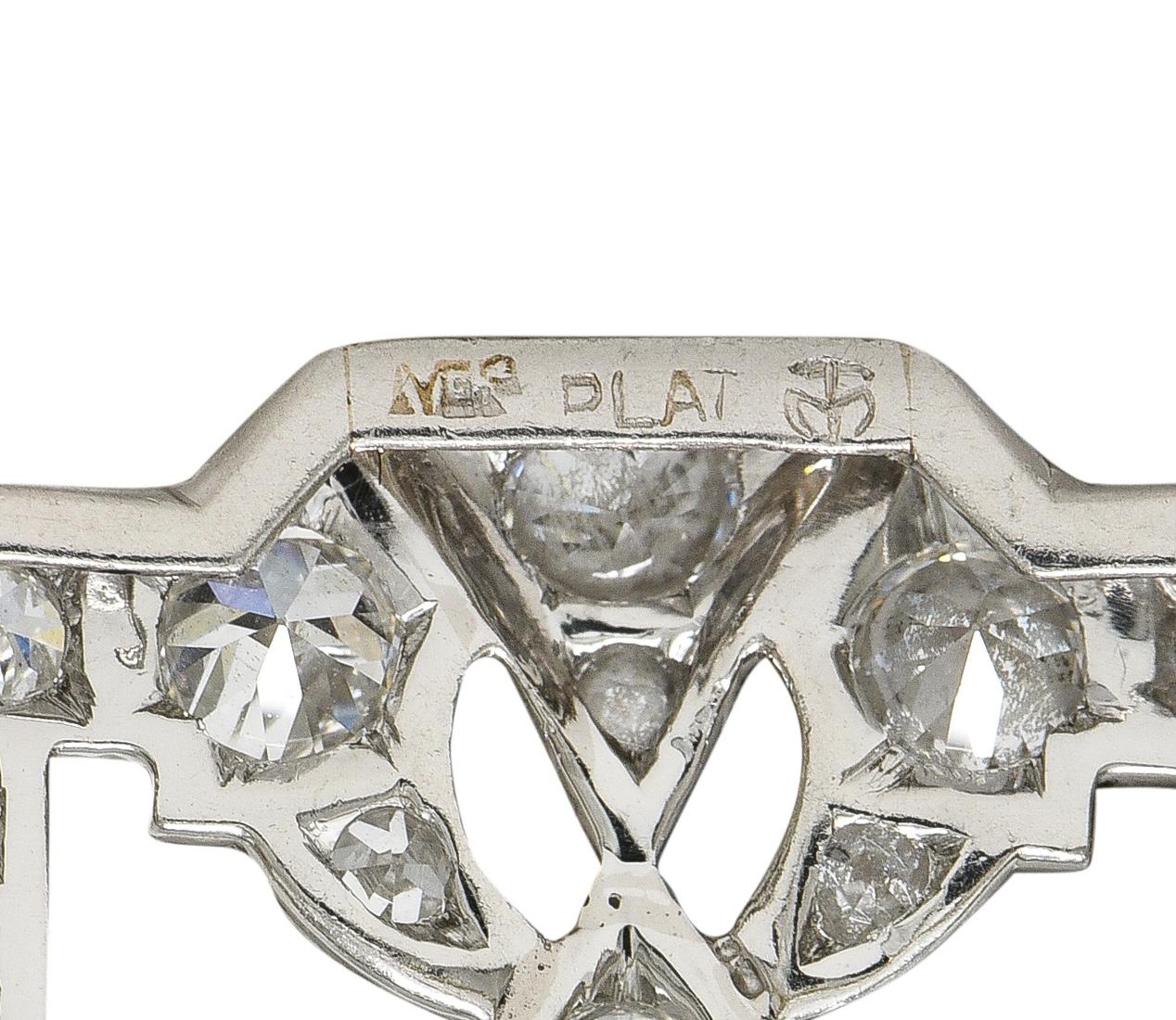 Maurice Tishman Art Deco 4.73 CTW Diamond Platinum Vintage Geometric Bar Brooch - Image 6