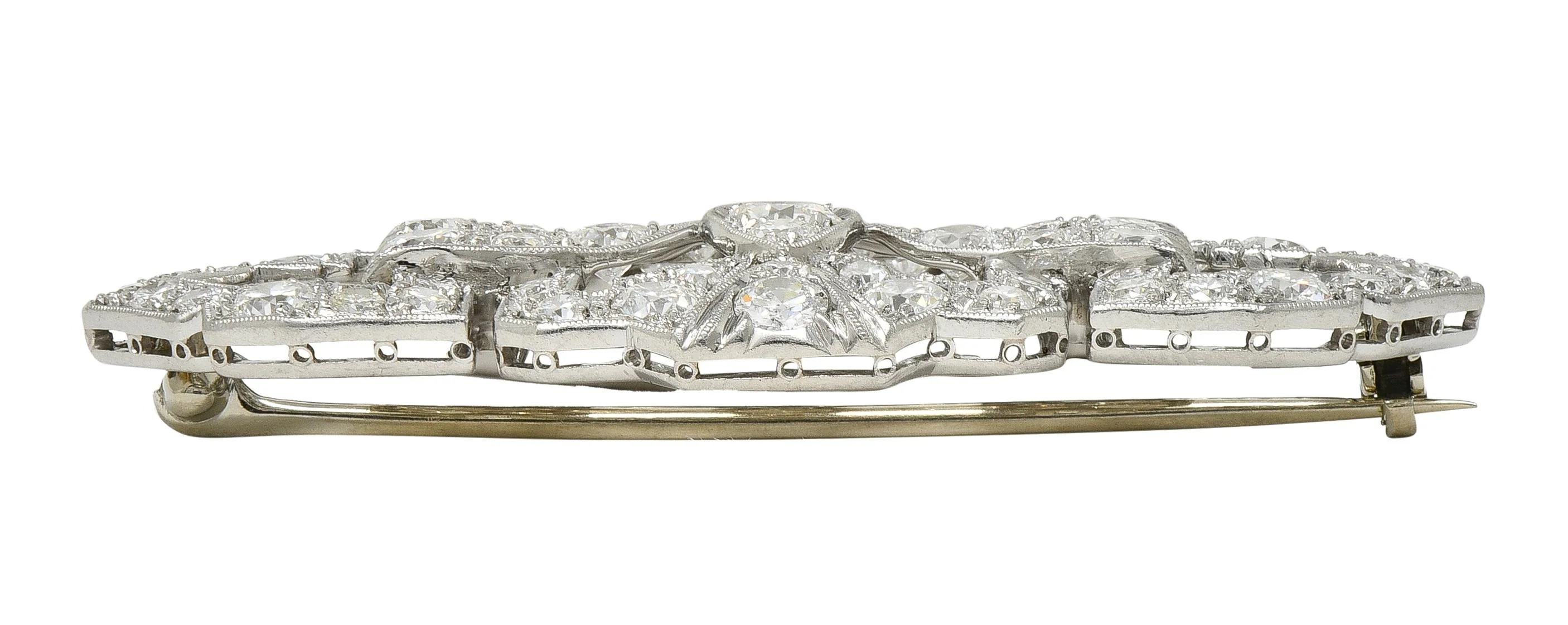 Maurice Tishman Art Deco 4.73 CTW Diamond Platinum Vintage Geometric Bar Brooch - Image 7