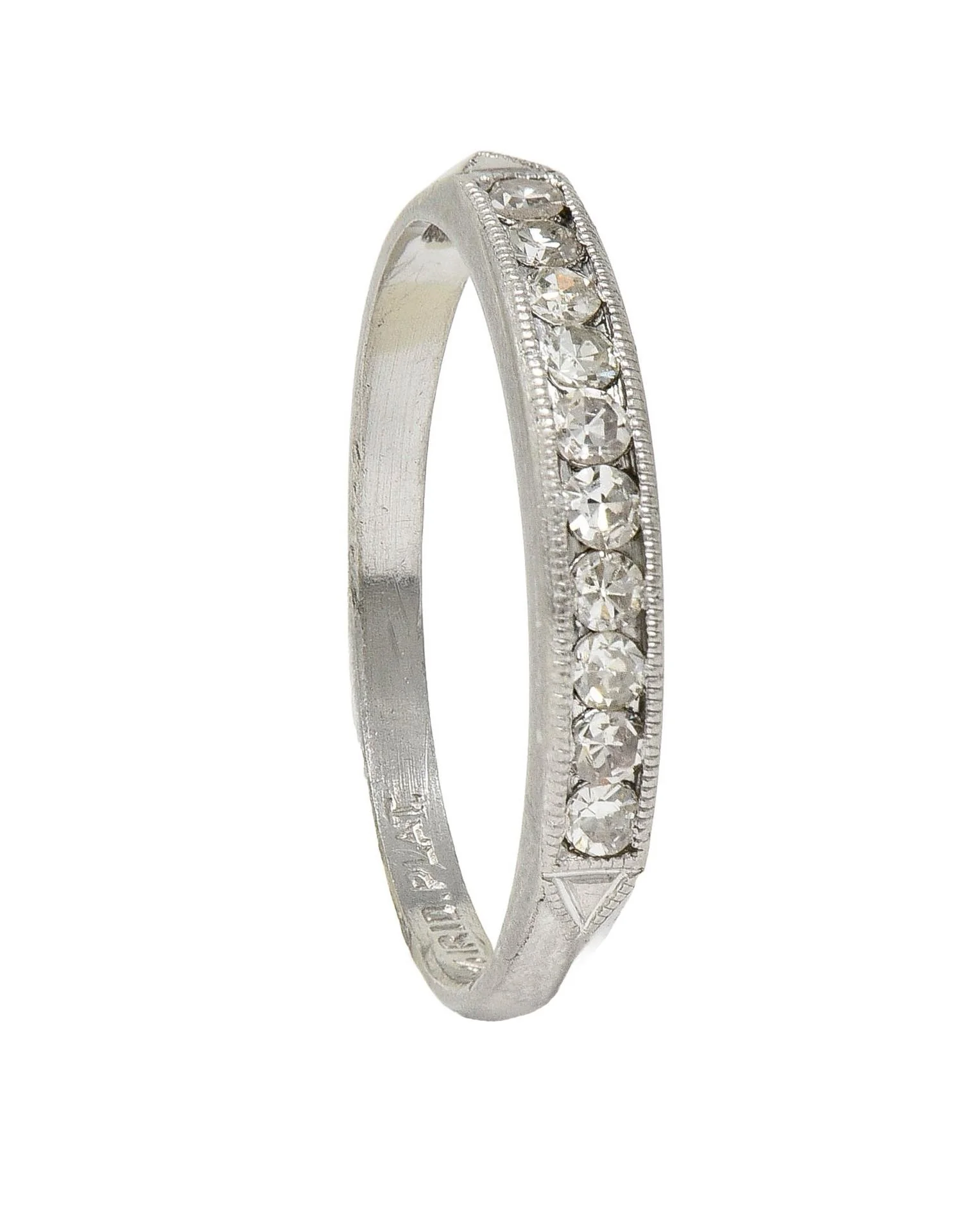 Mid-Century 0.30 CTW Diamond Platinum Vintage Knife Edge Channel Band Ring - Image 10