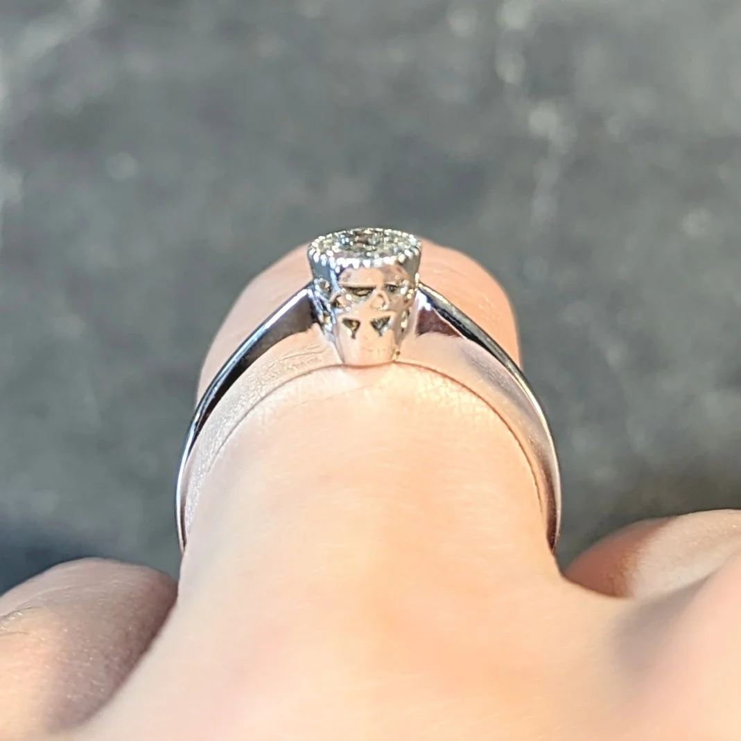 Mid-Century 0.32 CTW Old European Cut Diamond 18 Karat White Gold Solitaire Engagement Ring - Image 12