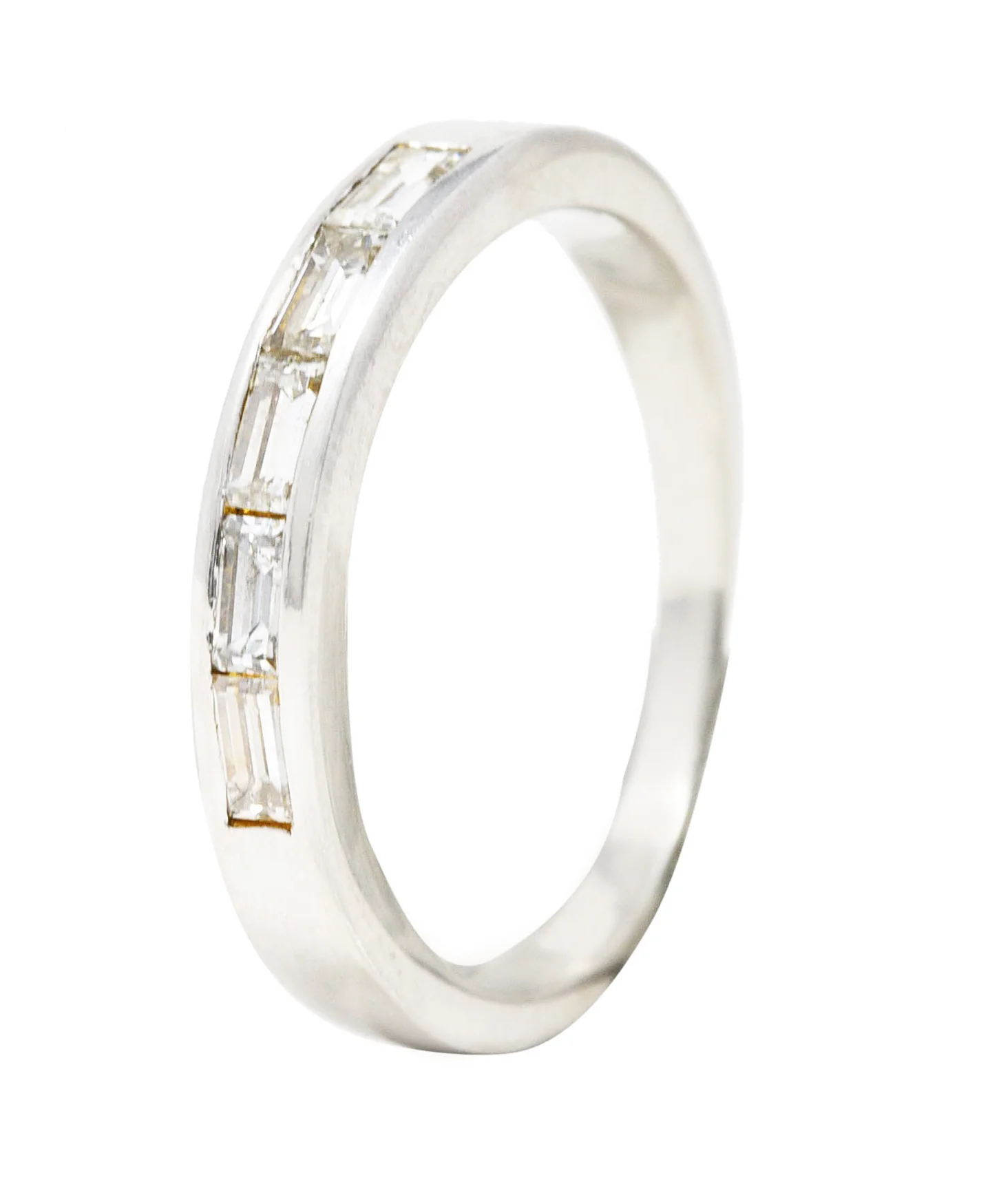 Mid-Century 0.42 CWT Diamond Platinum Vintage Wedding Band Ring - Image 2