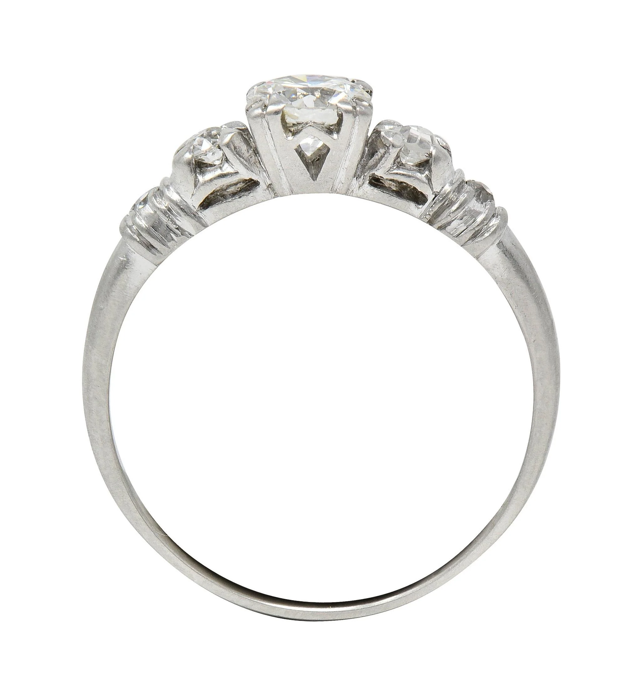 Mid-Century 0.55 CTW Diamond Platinum Five Stone Vintage Engagement Ring - Image 10