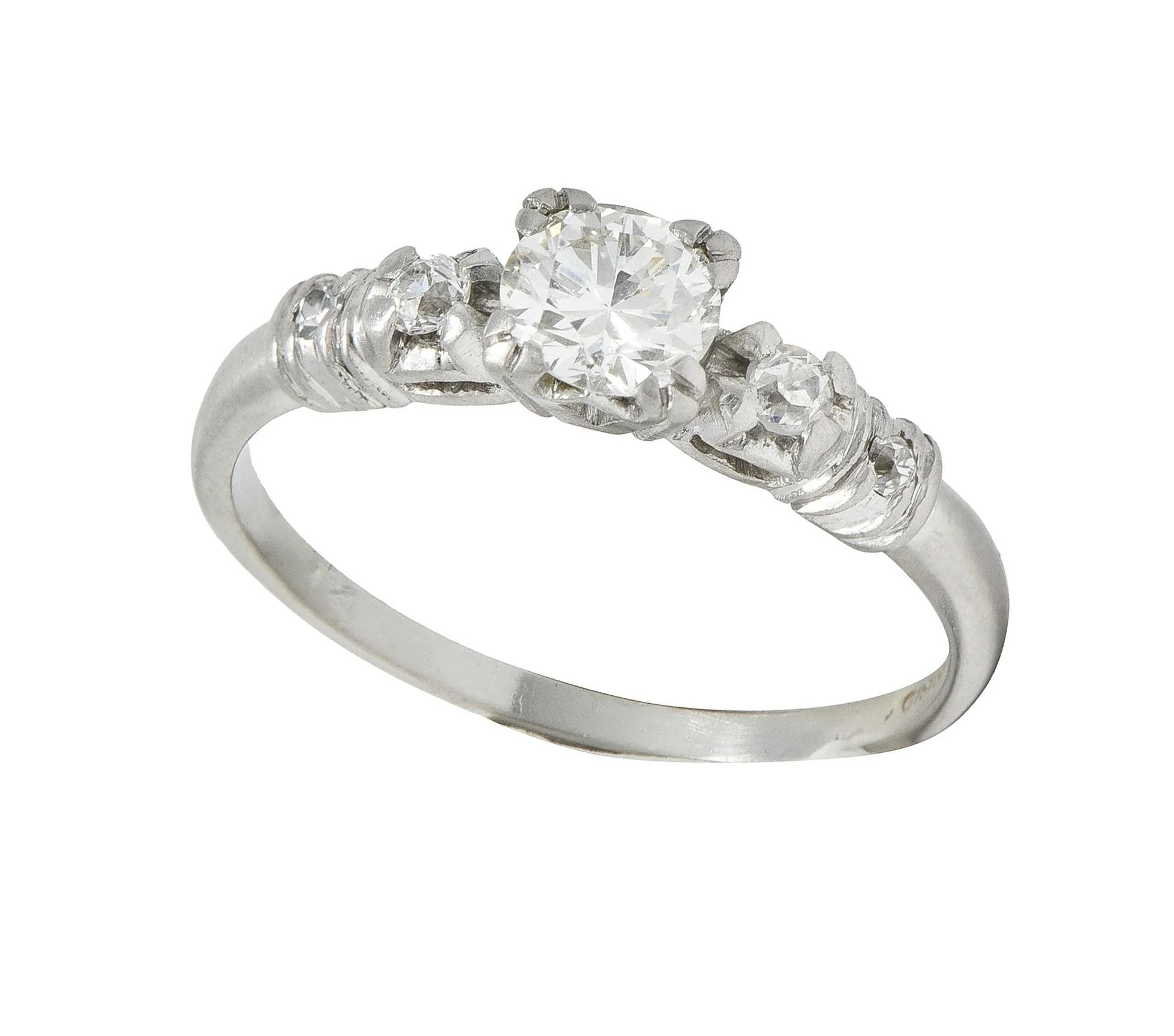Mid-Century 0.55 CTW Diamond Platinum Five Stone Vintage Engagement Ring - Image 11