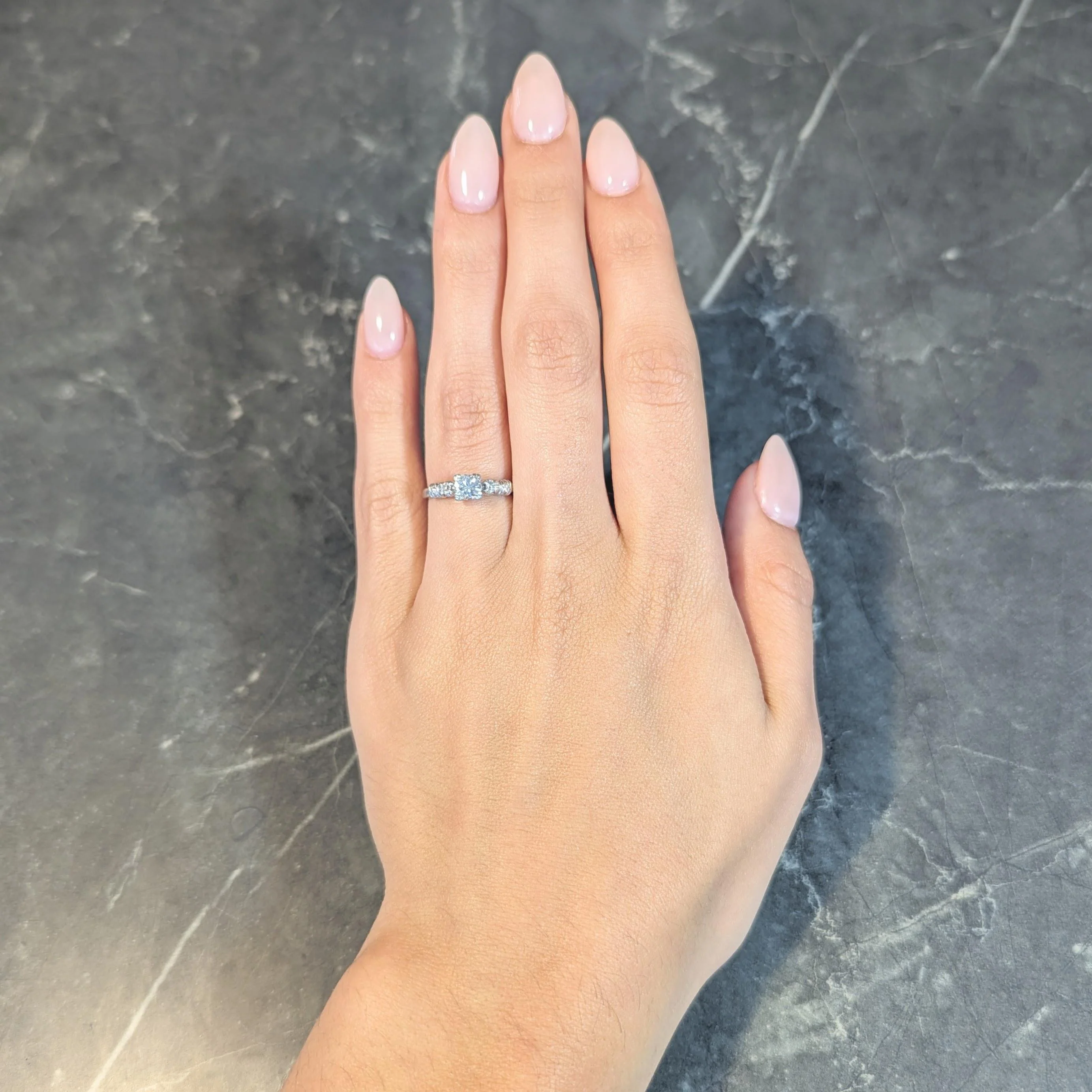 Mid-Century 0.55 CTW Diamond Platinum Five Stone Vintage Engagement Ring - Image 12