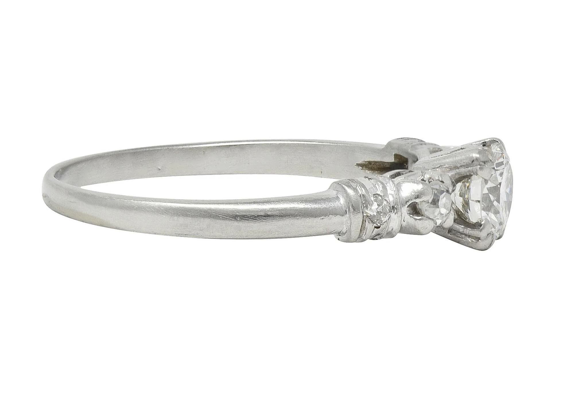 Mid-Century 0.55 CTW Diamond Platinum Five Stone Vintage Engagement Ring - Image 3