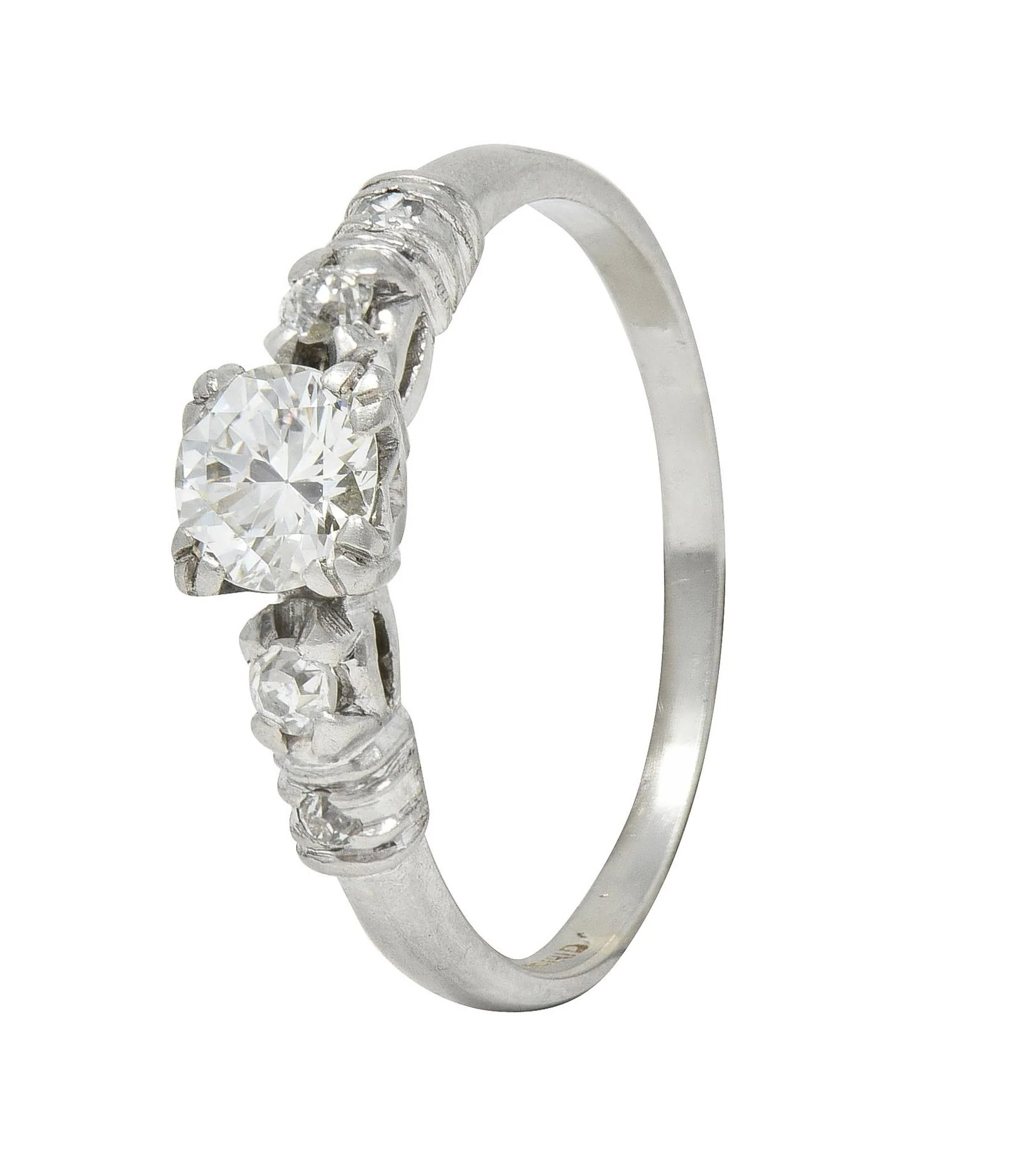Mid-Century 0.55 CTW Diamond Platinum Five Stone Vintage Engagement Ring - Image 8