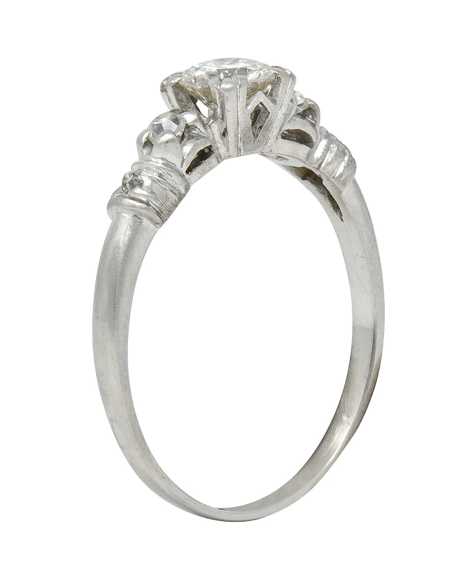 Mid-Century 0.55 CTW Diamond Platinum Five Stone Vintage Engagement Ring - Image 9