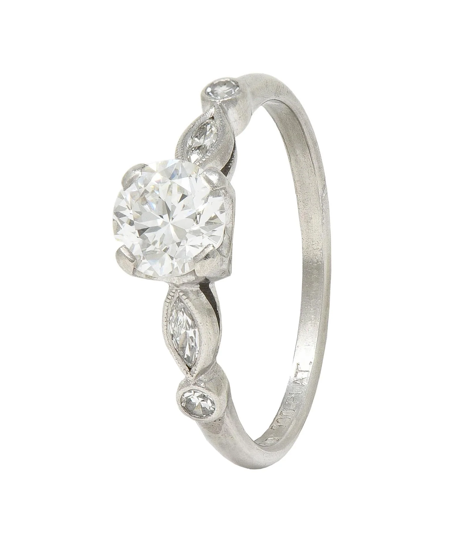 Mid-Century 0.55 CTW Transitional Cut Diamond Platinum Vintage Engagement Ring - Image 10