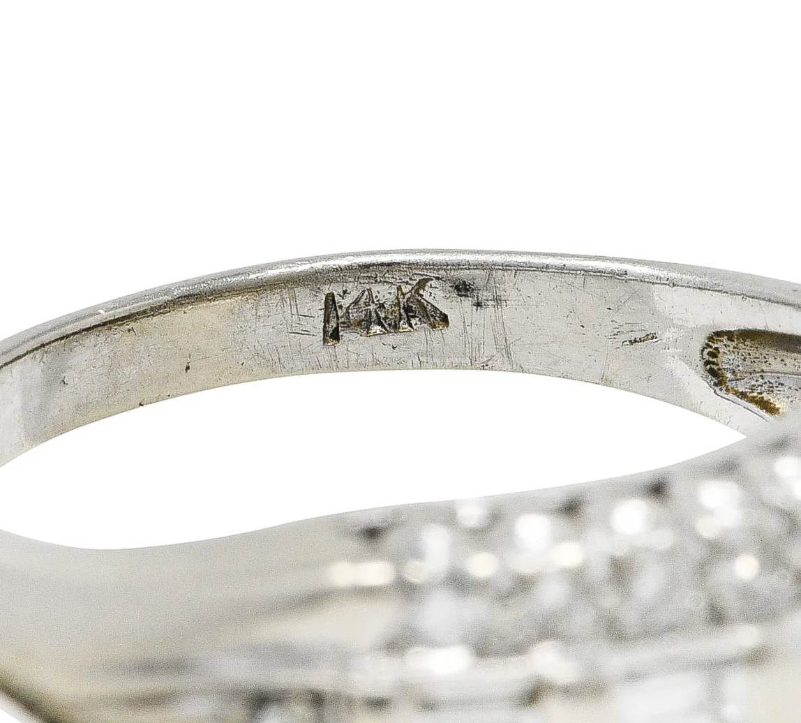 Mid-Century 0.60 CTW Diamond 14 Karat White Gold Fishtail Band Ring - Image 7