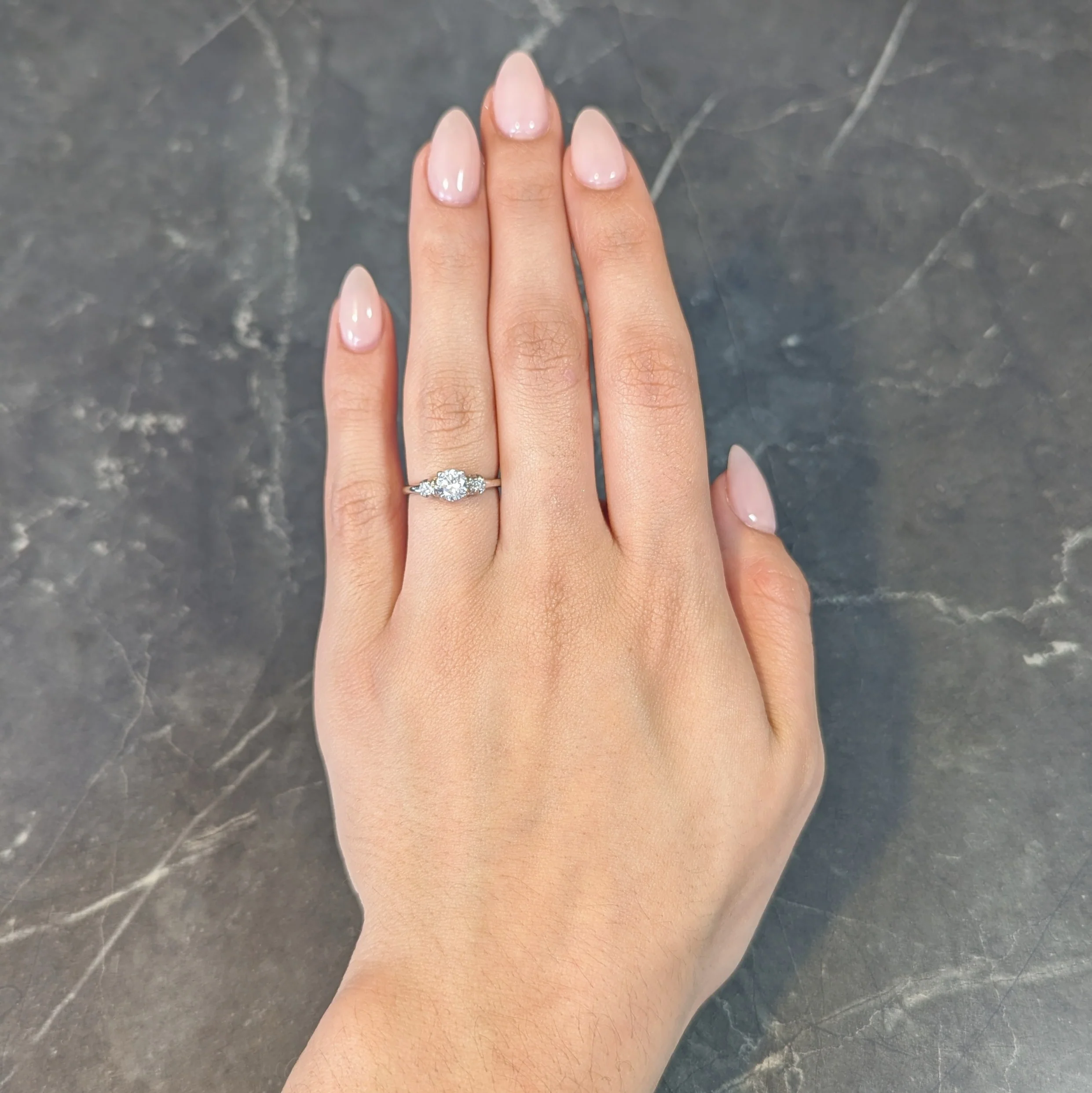 Mid-Century 0.65 CTW Transitional Cut Diamond 18 Karat White Gold Engagement Ring - Image 13