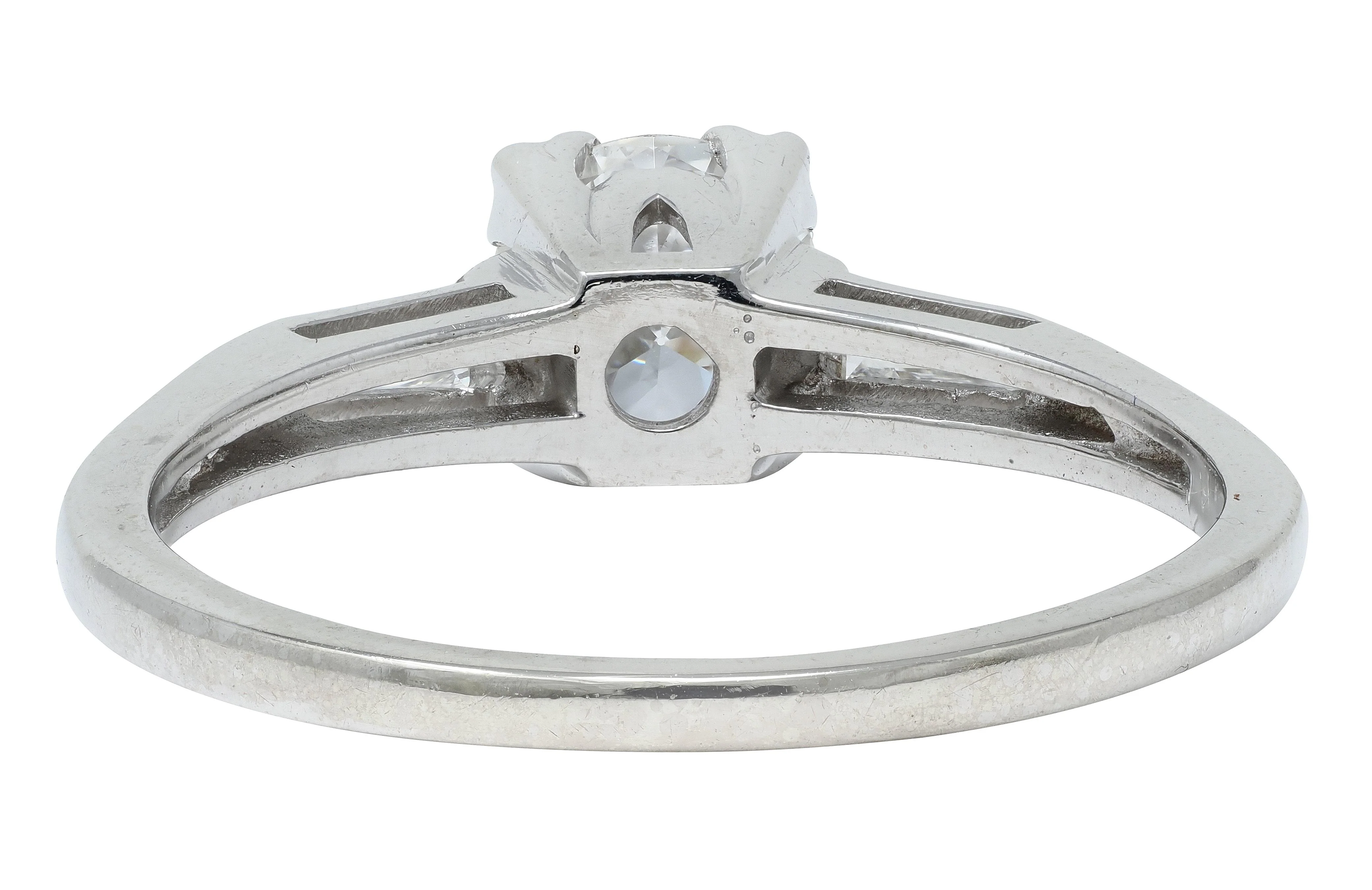 Mid-Century 0.76 CTW Transitional Cut Diamond 14 Karat White Gold Vintage Engagement Ring - Image 4