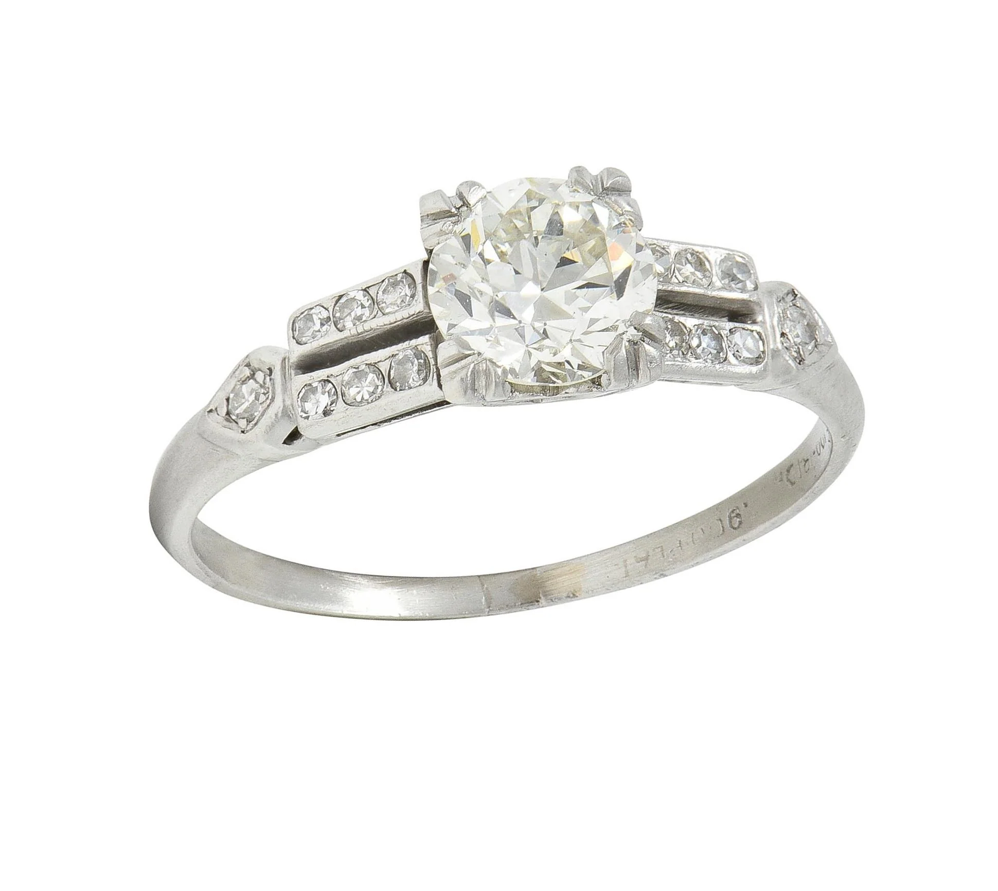 Mid-Century 0.80 CTW Old European Diamond Platinum Heart Vintage Engagement Ring - Image 11