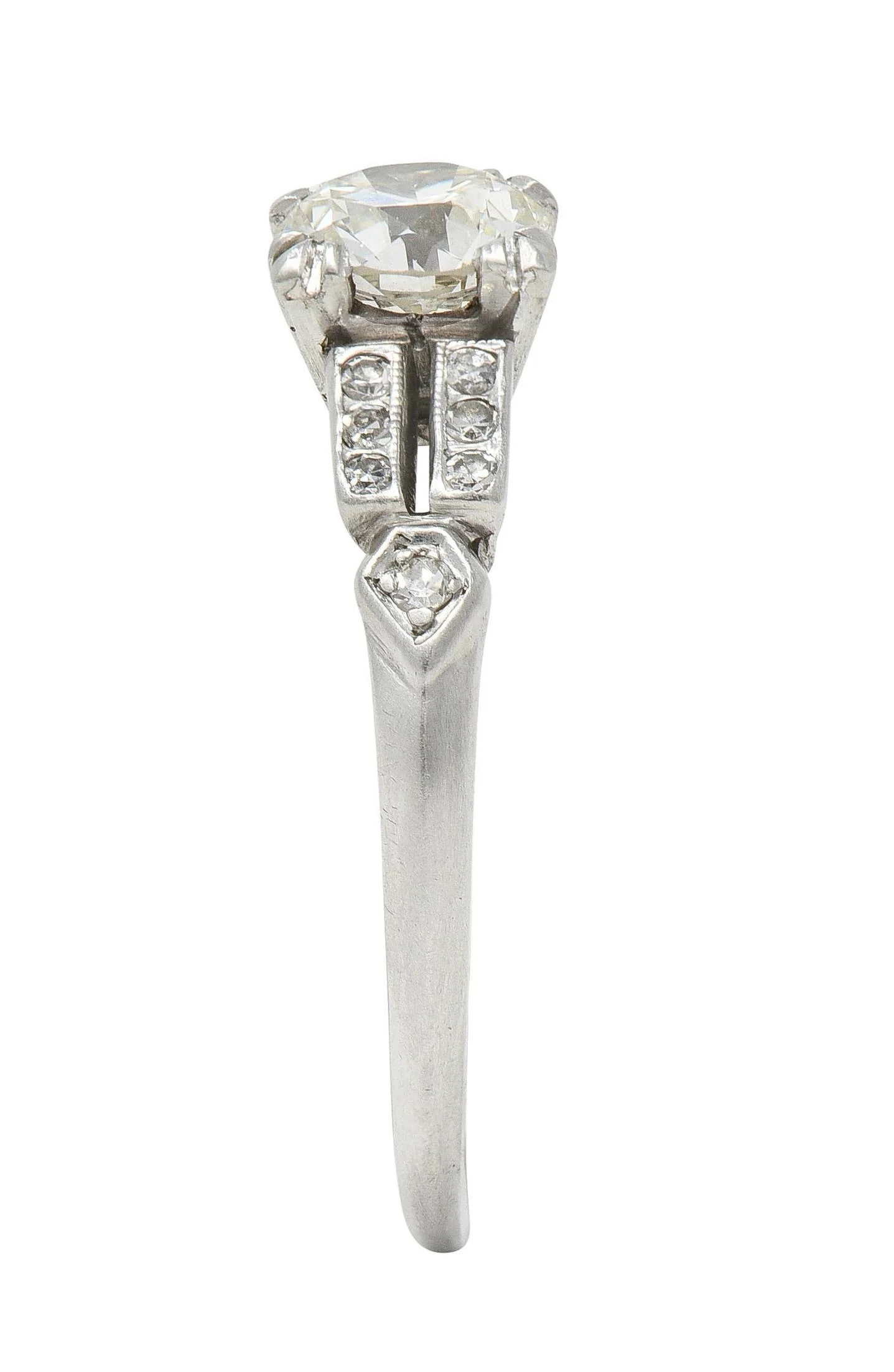 Mid-Century 0.80 CTW Old European Diamond Platinum Heart Vintage Engagement Ring - Image 12