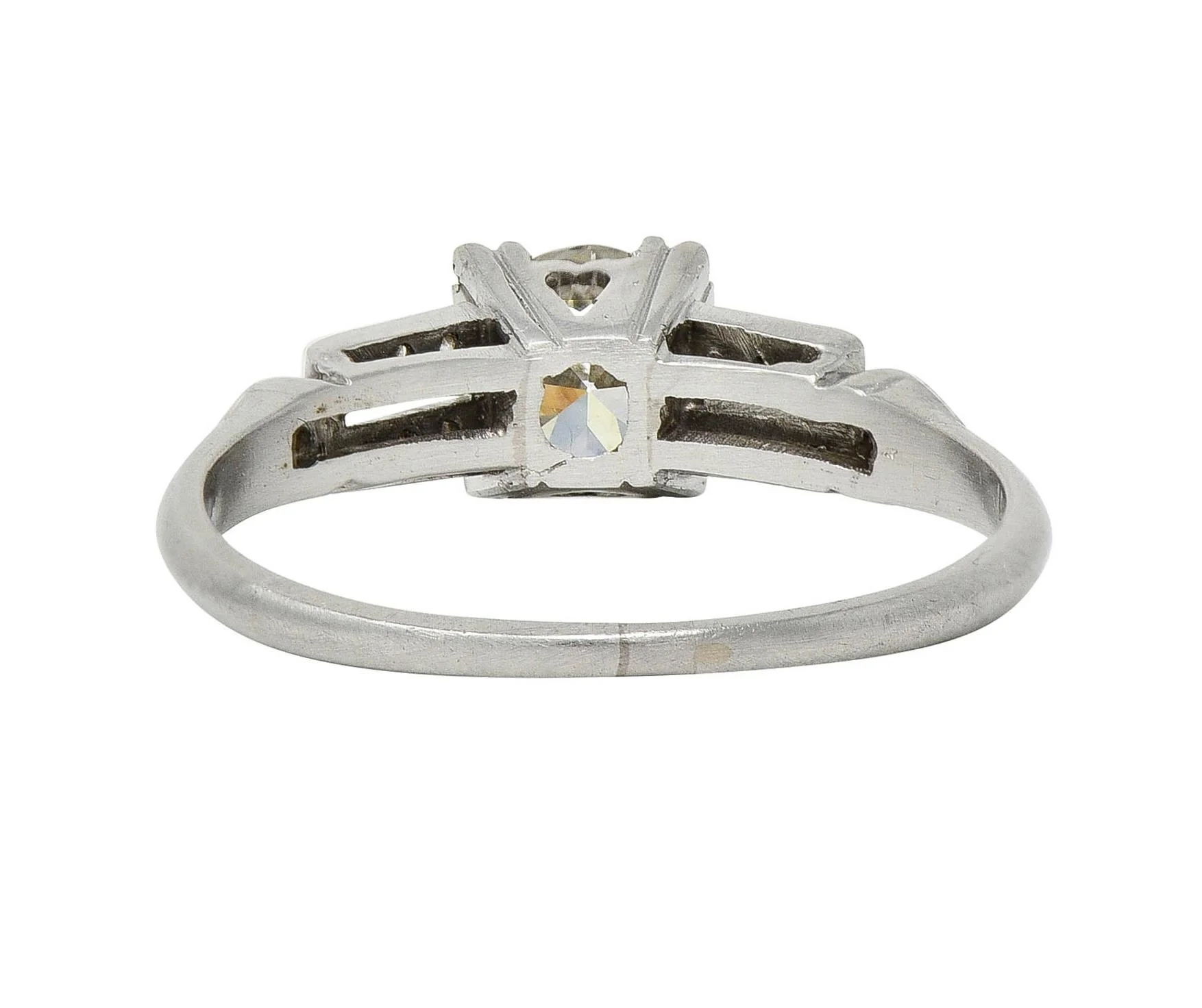 Mid-Century 0.80 CTW Old European Diamond Platinum Heart Vintage Engagement Ring - Image 5