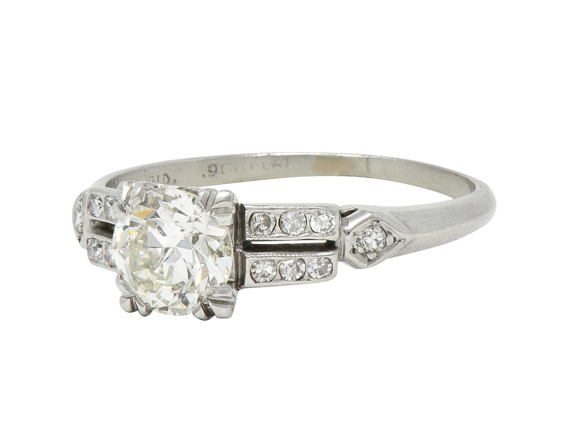 Mid-Century 0.80 CTW Old European Diamond Platinum Heart Vintage Engagement Ring - Image 7