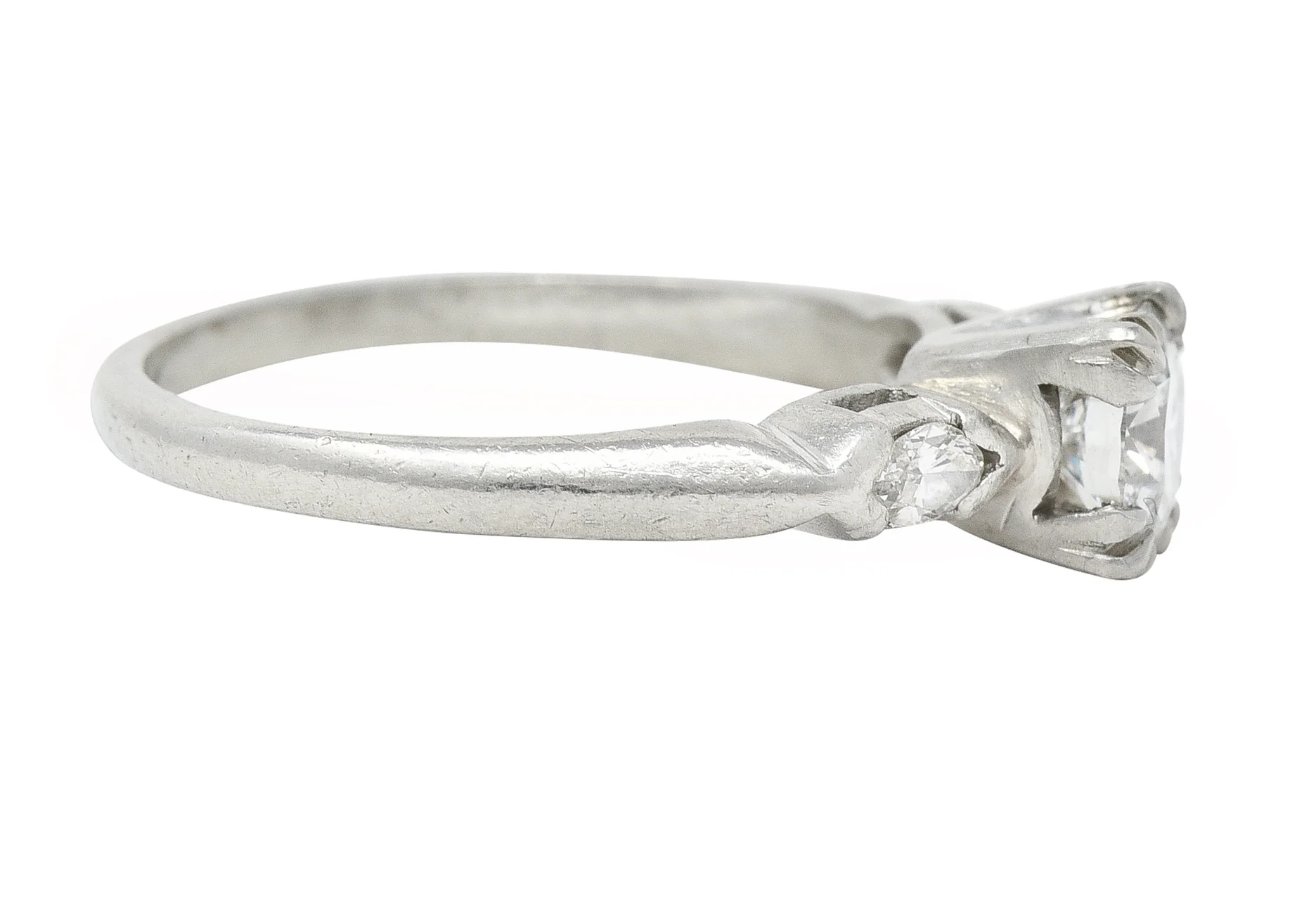 Mid-Century 0.82 CTW Diamond Platinum Marquise Three Stone Engagement Ring GIA - Image 3