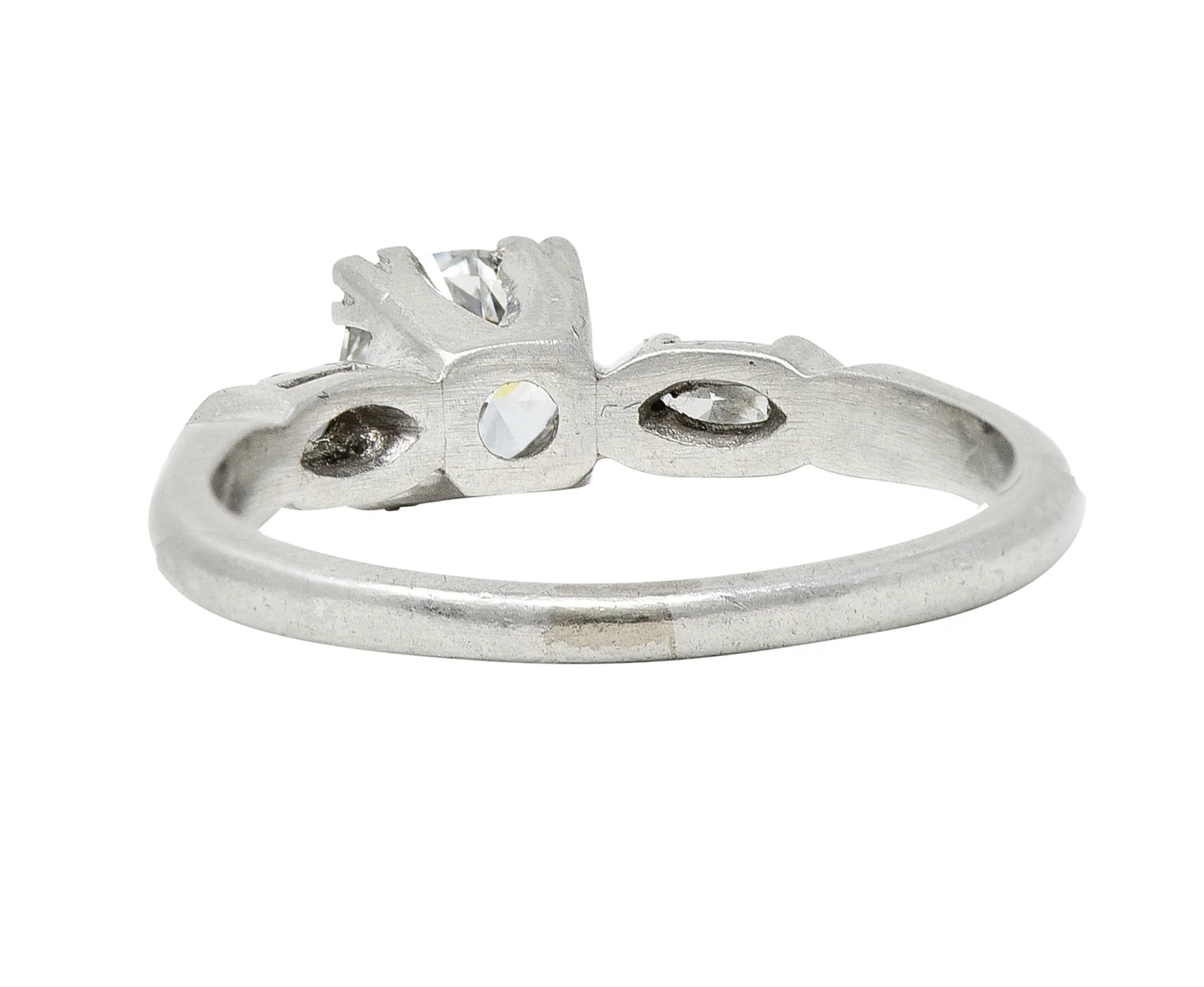 Mid-Century 0.82 CTW Diamond Platinum Marquise Three Stone Engagement Ring GIA - Image 4
