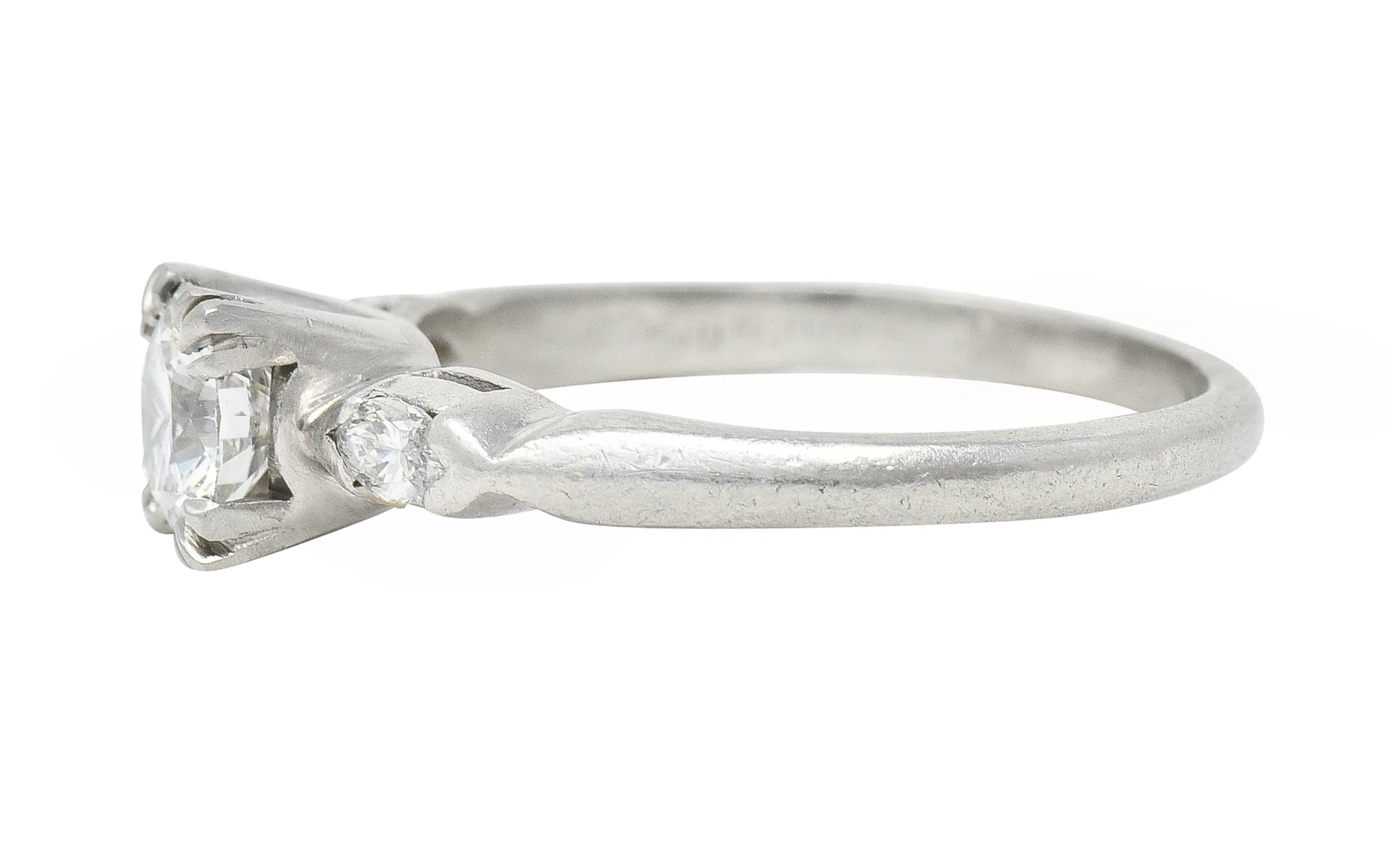 Mid-Century 0.82 CTW Diamond Platinum Marquise Three Stone Engagement Ring GIA - Image 5