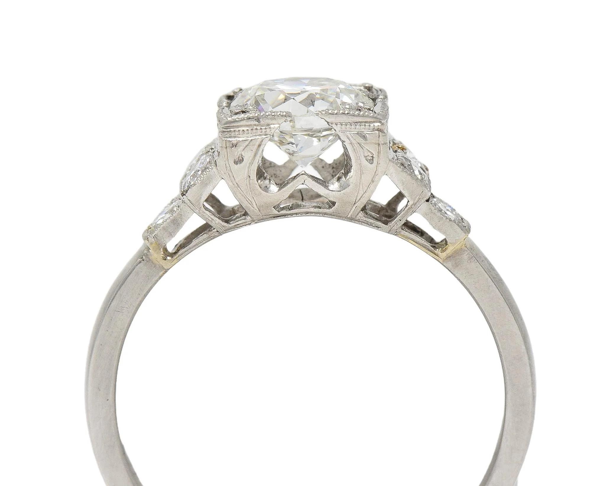Mid-Century 0.84 CTW Diamond Platinum Vintage Engagement Ring - Image 7