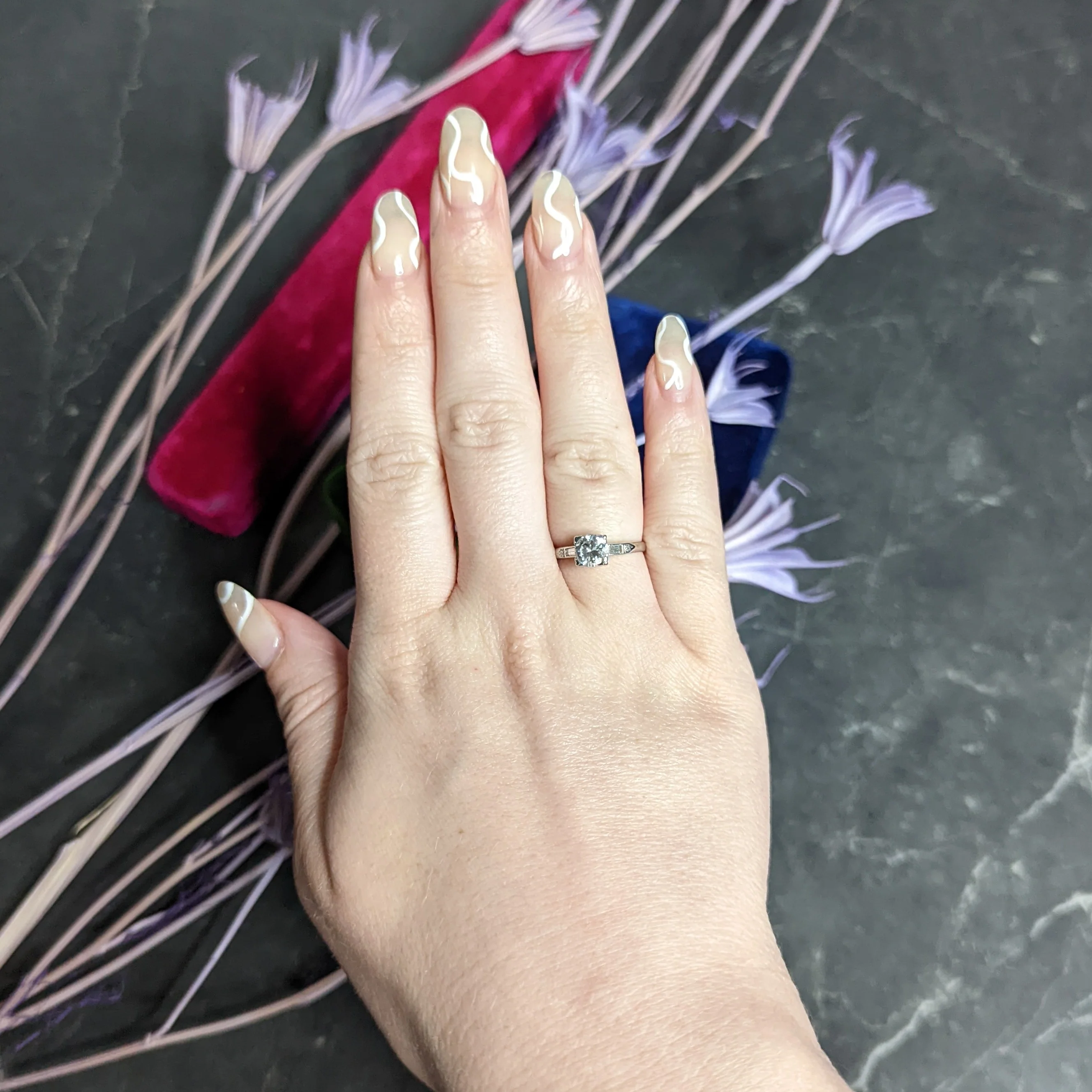 Mid-Century 0.85 CTW Diamond Platinum Engagement Ring - Image 11