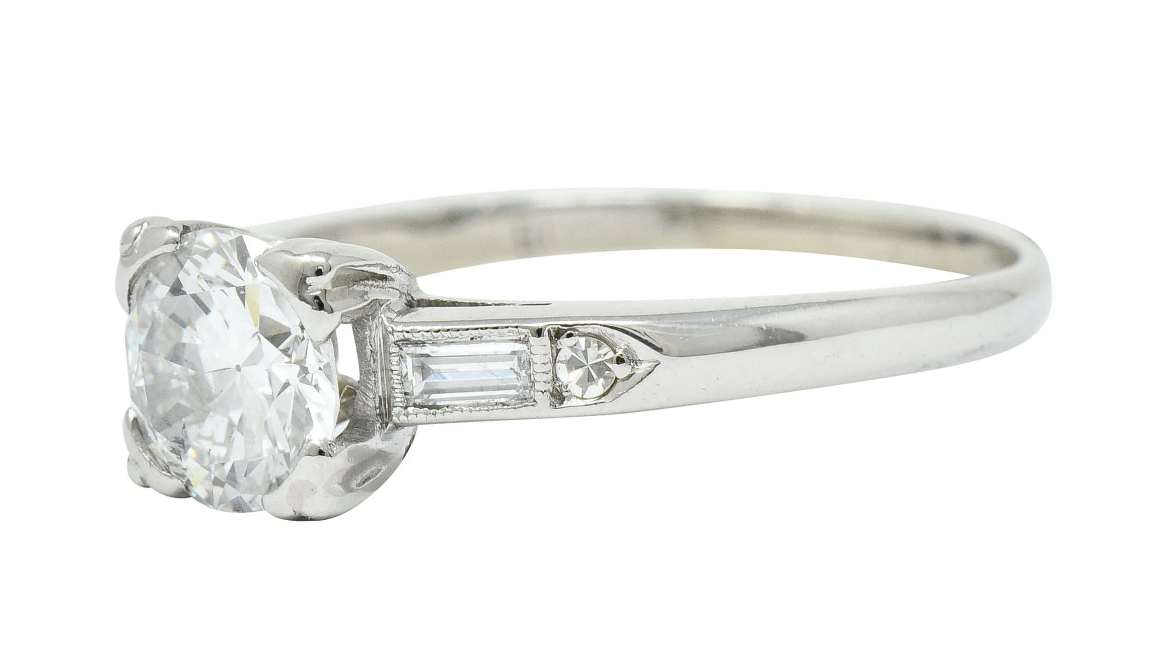 Mid-Century 0.85 CTW Diamond Platinum Engagement Ring - Image 6