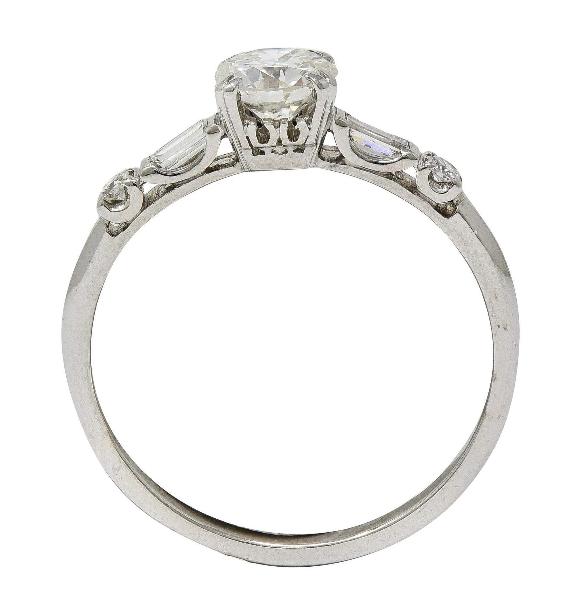 Mid-Century 0.85 CTW Transitional Cut Diamond Platinum Vintage Engagement Ring - Image 10
