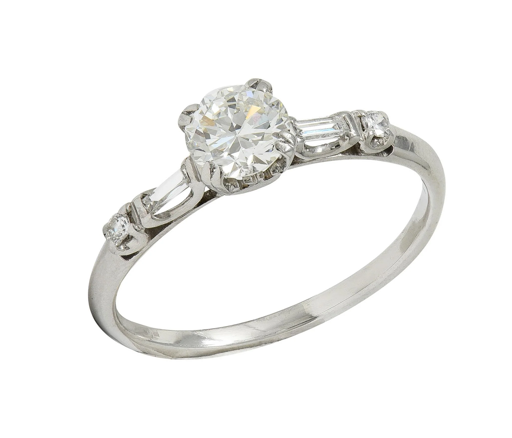 Mid-Century 0.85 CTW Transitional Cut Diamond Platinum Vintage Engagement Ring - Image 11