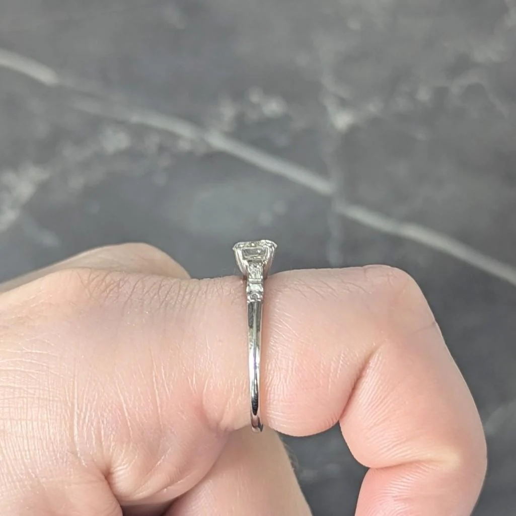 Mid-Century 0.85 CTW Transitional Cut Diamond Platinum Vintage Engagement Ring - Image 14