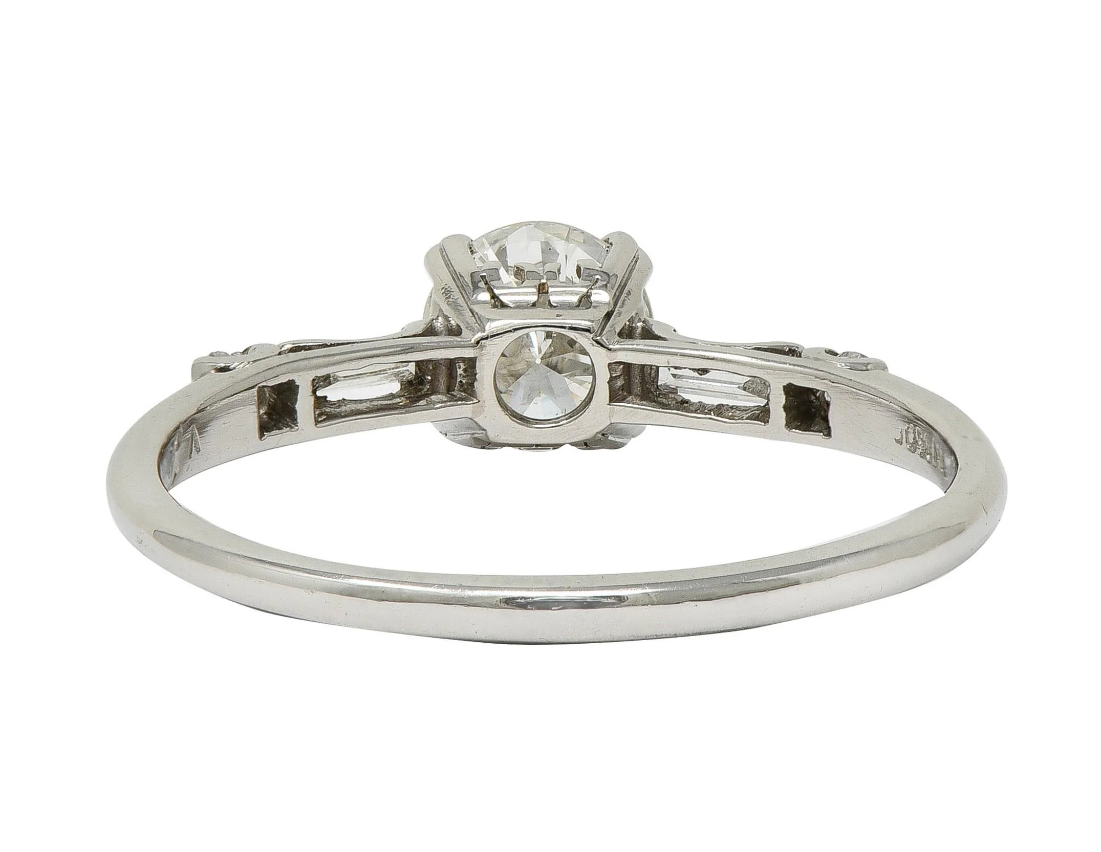 Mid-Century 0.85 CTW Transitional Cut Diamond Platinum Vintage Engagement Ring - Image 4