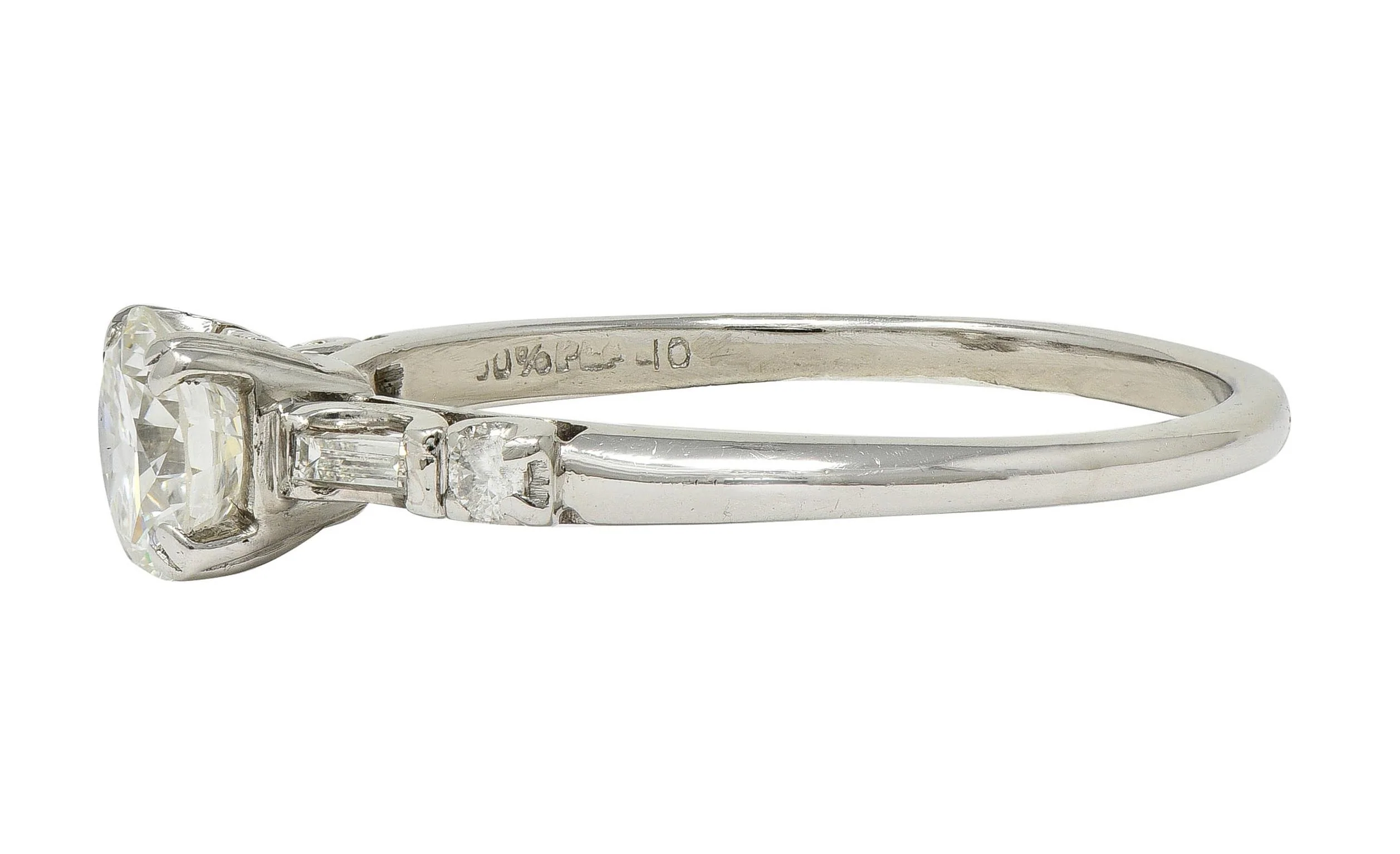 Mid-Century 0.85 CTW Transitional Cut Diamond Platinum Vintage Engagement Ring - Image 5