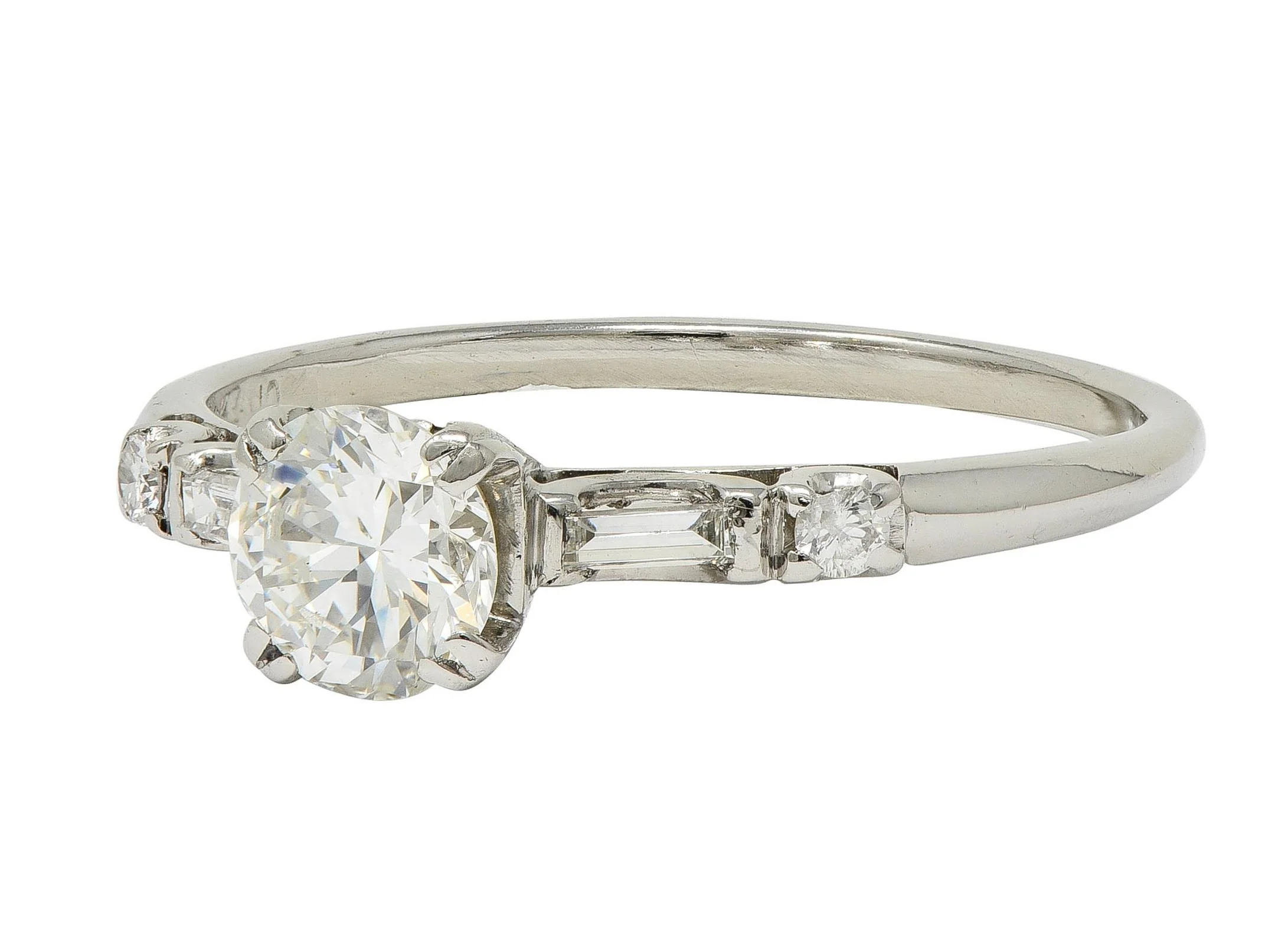 Mid-Century 0.85 CTW Transitional Cut Diamond Platinum Vintage Engagement Ring - Image 6