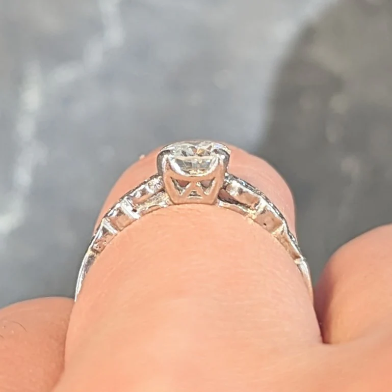 Mid-Century 0.94 CTW Old European Cut Diamond Platinum Seven Stone Vintage Engagement Ring - Image 13