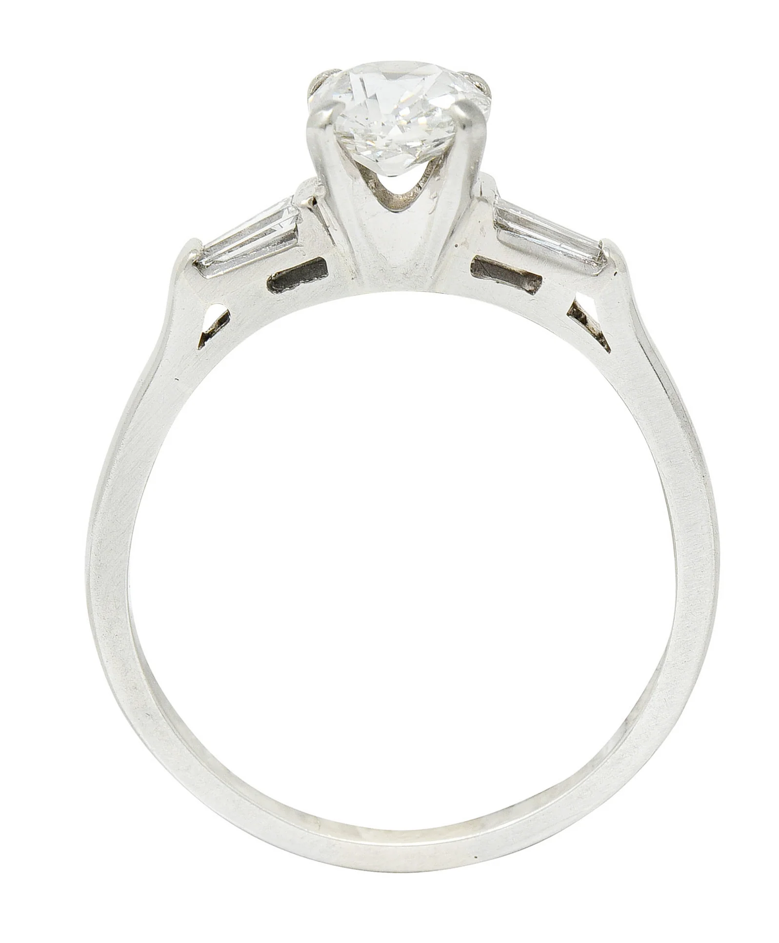 Mid-Century 1.03 CTW Old Mine Diamond 18 Karat White Gold Engagement Ring - Image 9