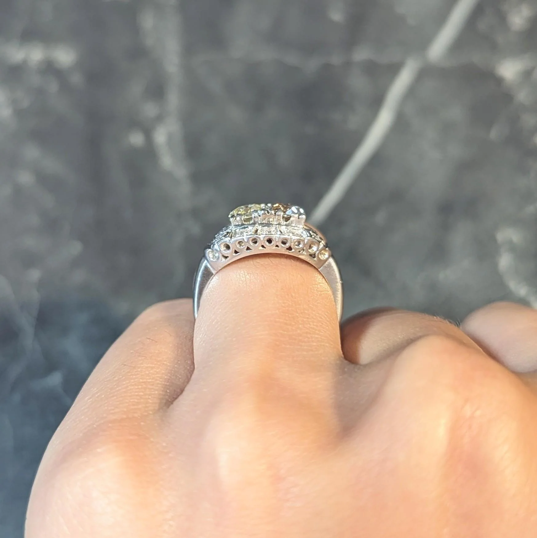 Mid-Century 1.07 CTW Diamond Platinum Toi-Et-Moi Marquise Vintage Ring - Image 13