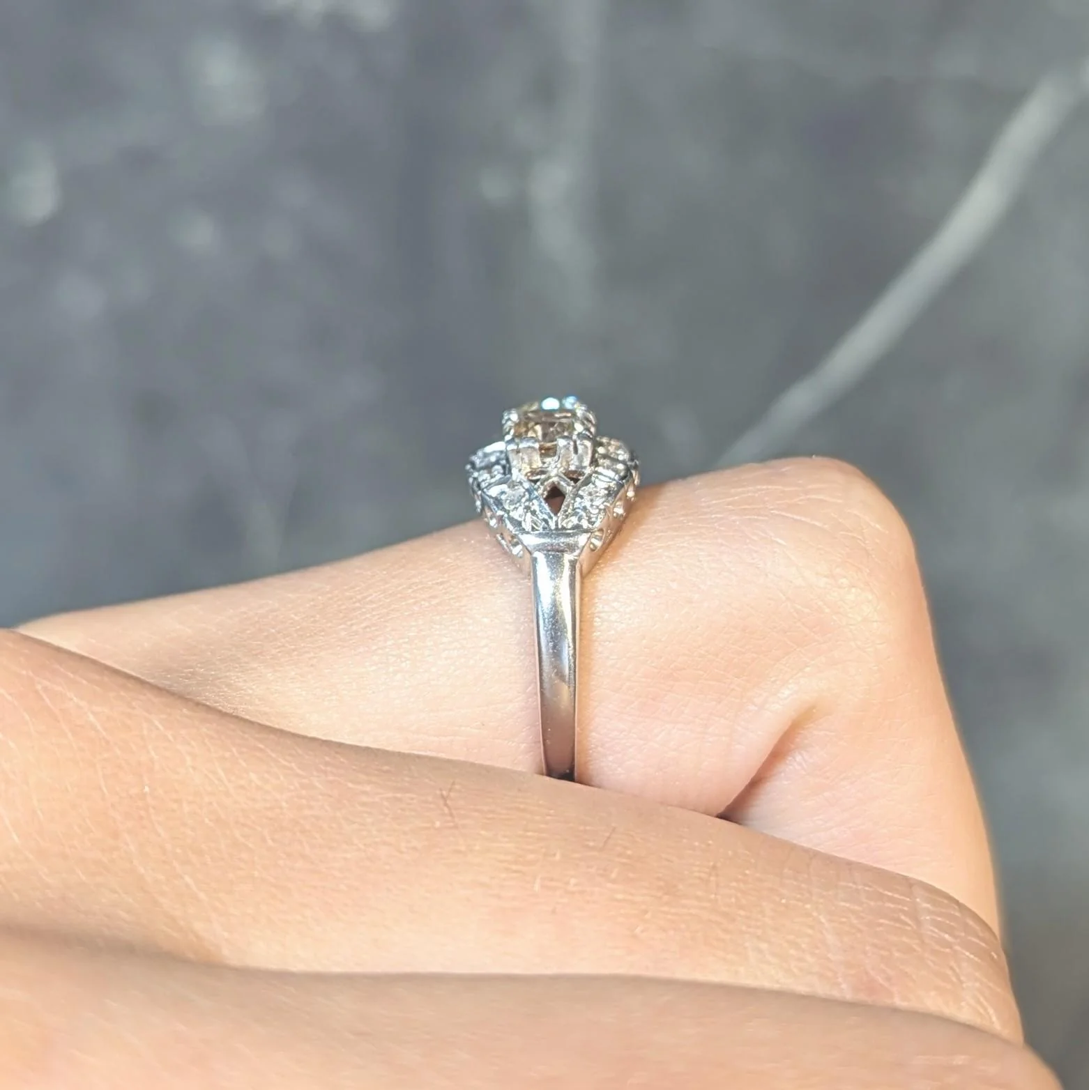 Mid-Century 1.07 CTW Diamond Platinum Toi-Et-Moi Marquise Vintage Ring - Image 14