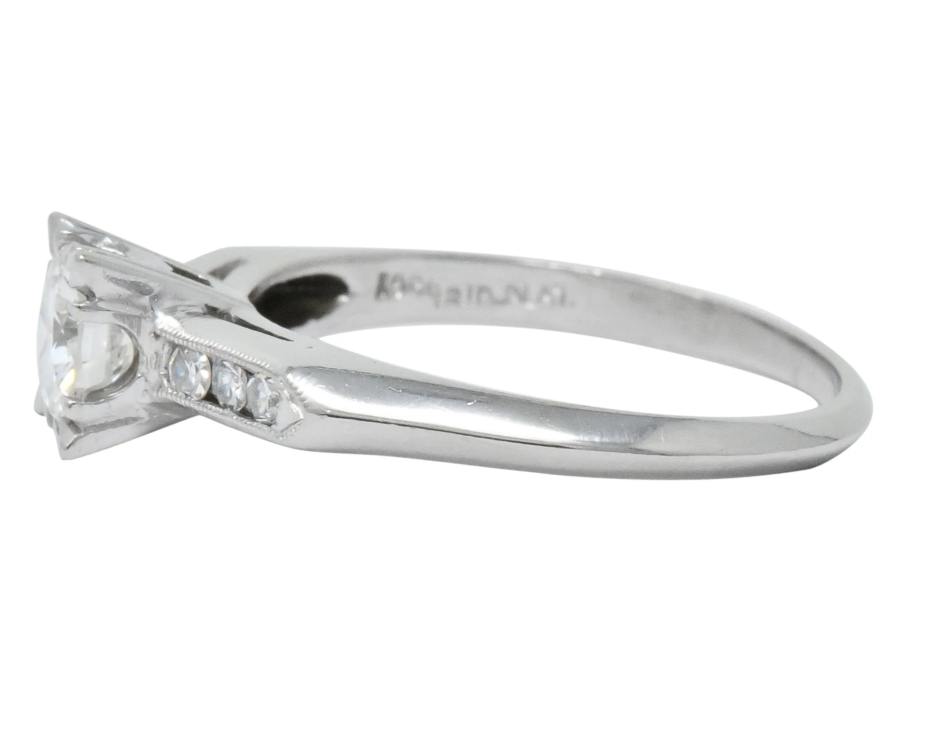 Mid-Century 1.08 CTW Round Brilliant Cut Diamond Platinum Engagement Ring - Image 5