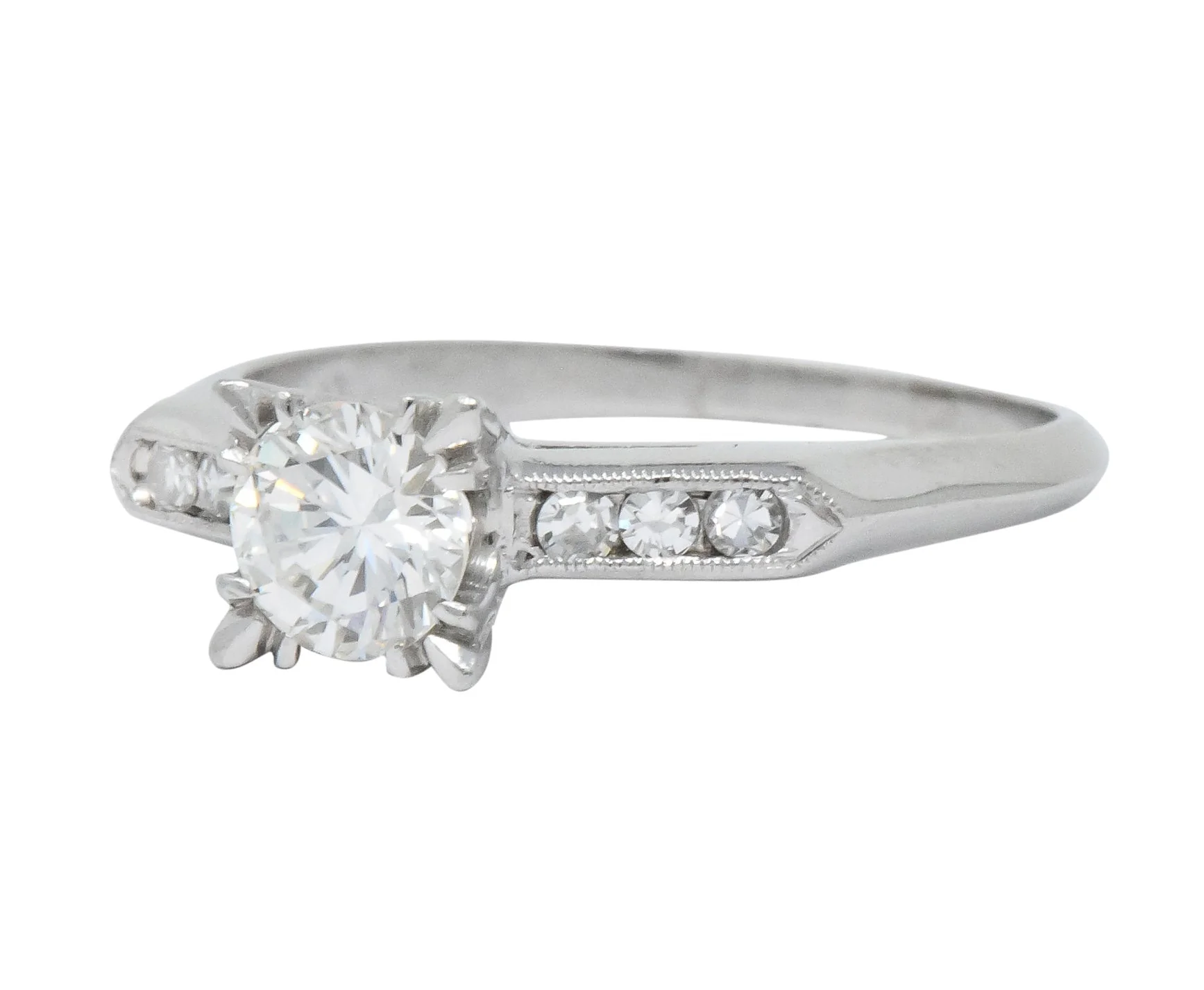 Mid-Century 1.08 CTW Round Brilliant Cut Diamond Platinum Engagement Ring - Image 6