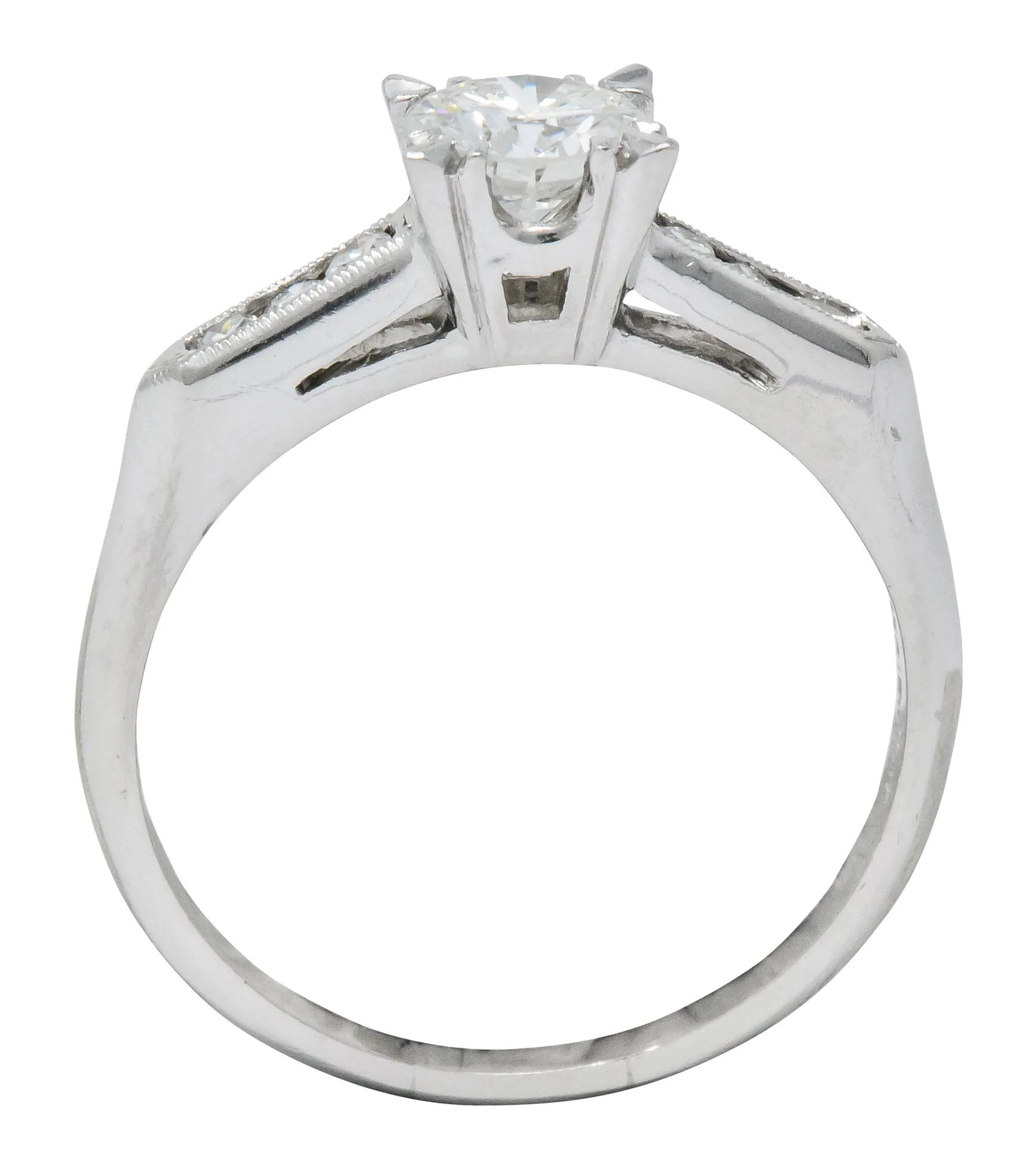 Mid-Century 1.08 CTW Round Brilliant Cut Diamond Platinum Engagement Ring - Image 7