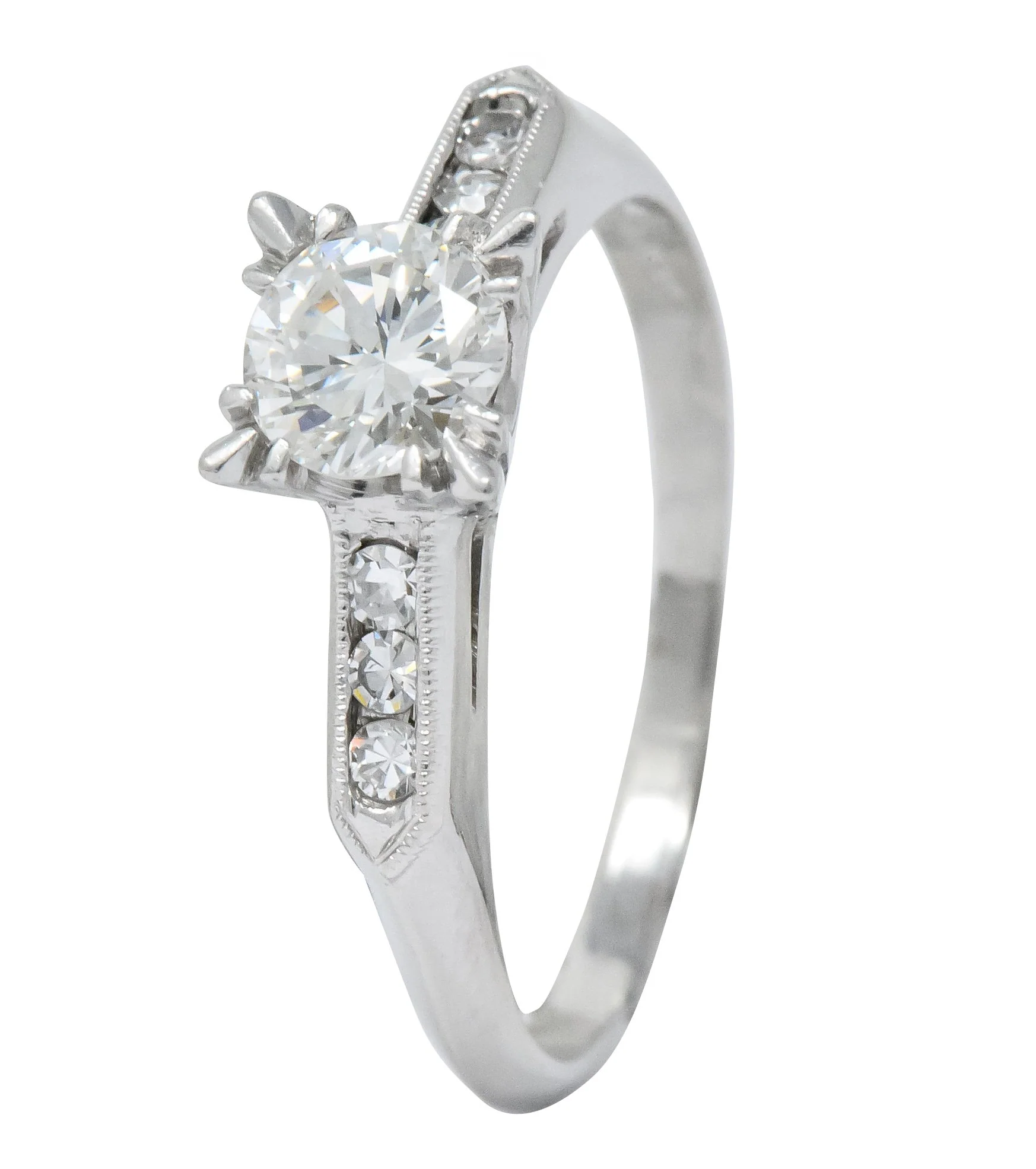 Mid-Century 1.08 CTW Round Brilliant Cut Diamond Platinum Engagement Ring - Image 8