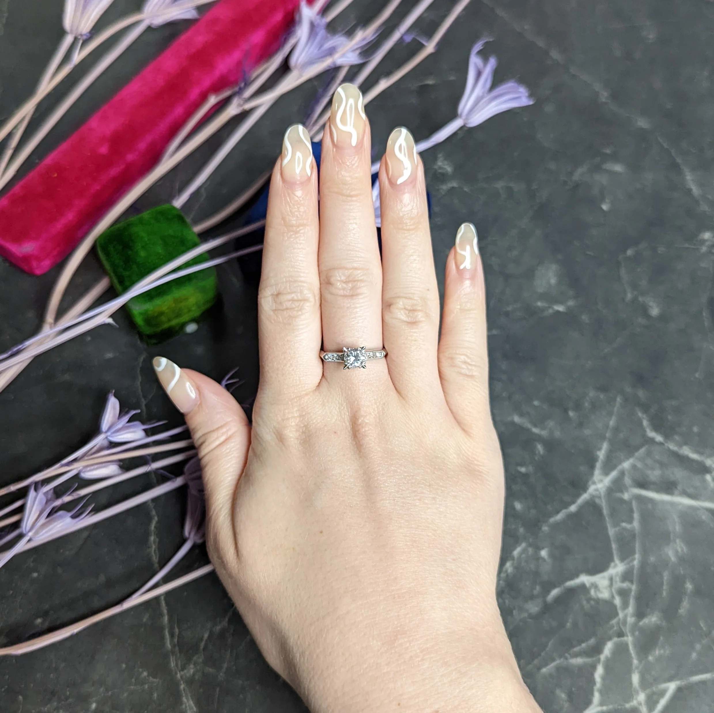 Mid-Century 1.08 CTW Round Brilliant Cut Diamond Platinum Engagement Ring - Image 9