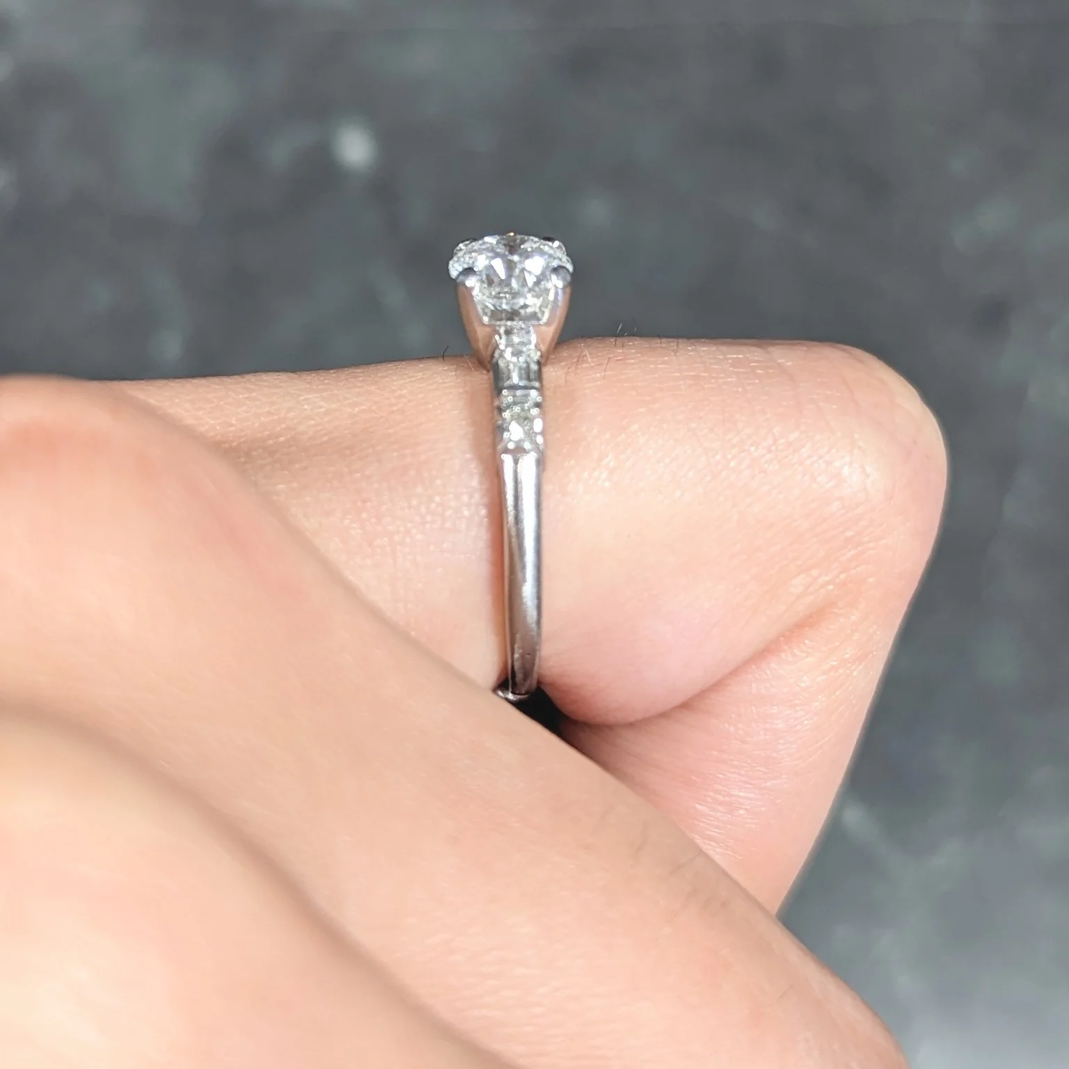 Mid-Century 1.18 CTW Diamond Platinum Five Stone Vintage Engagement Ring GIA - Image 15