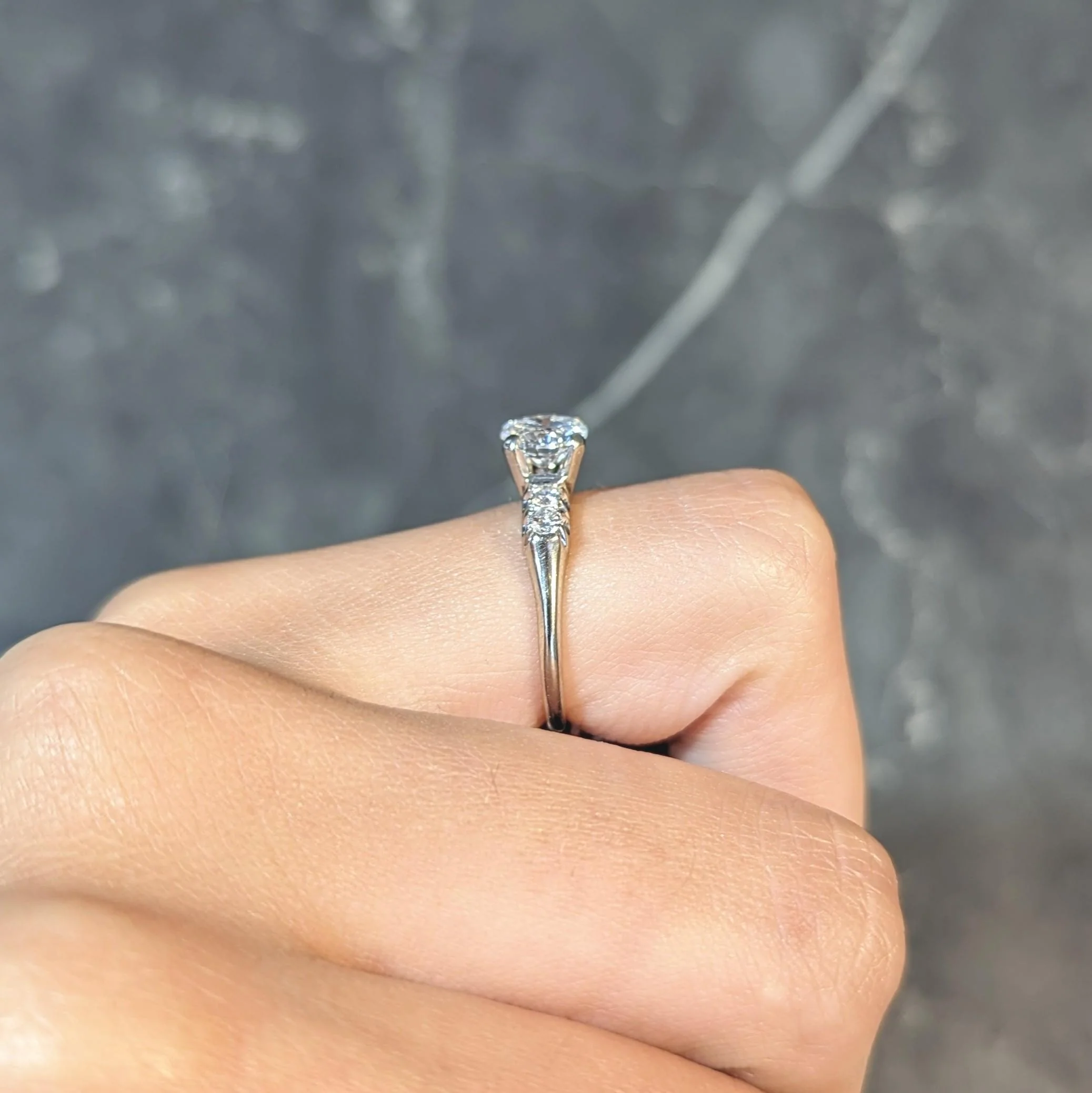 Mid-Century 1.20 Carats Diamond 14 Karat White Gold Vintage Engagement Ring GIA - Image 16
