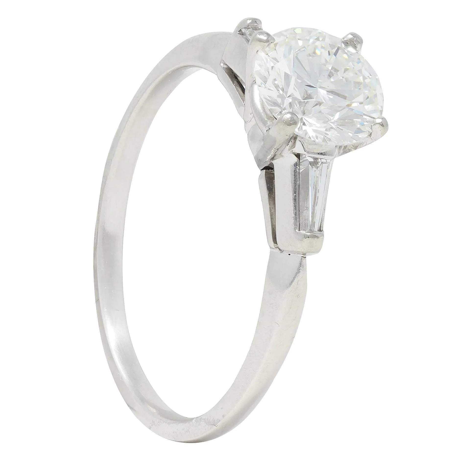 Mid-Century 1.20 CTW Transitional Cut Diamond Platinum Engagement Ring - Image 10
