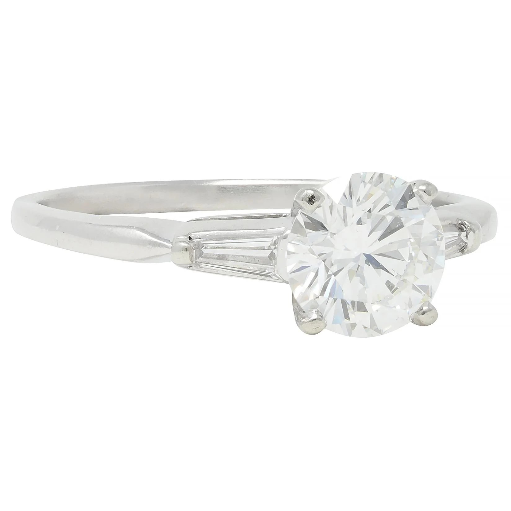 Mid-Century 1.20 CTW Transitional Cut Diamond Platinum Engagement Ring - Image 3