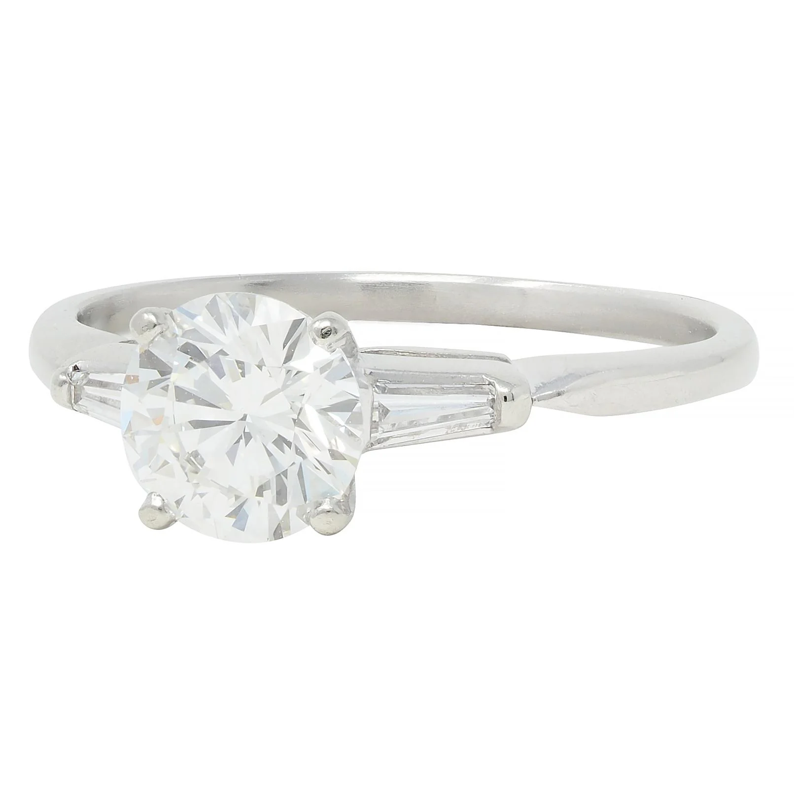 Mid-Century 1.20 CTW Transitional Cut Diamond Platinum Engagement Ring - Image 7