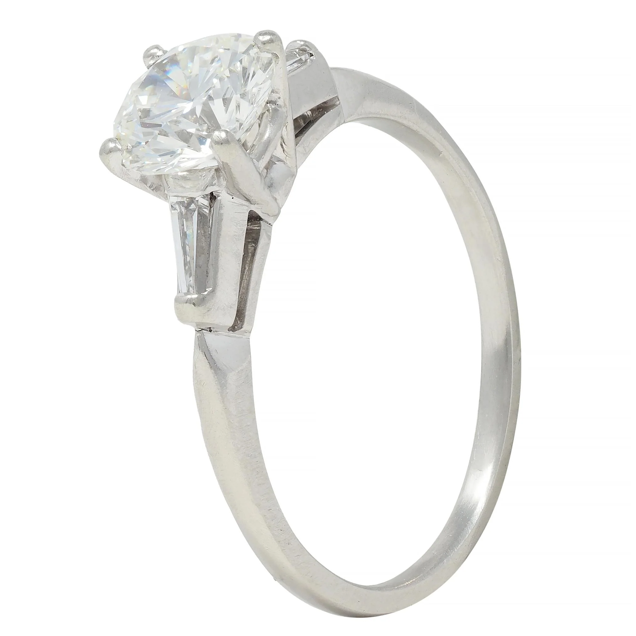 Mid-Century 1.20 CTW Transitional Cut Diamond Platinum Engagement Ring - Image 8