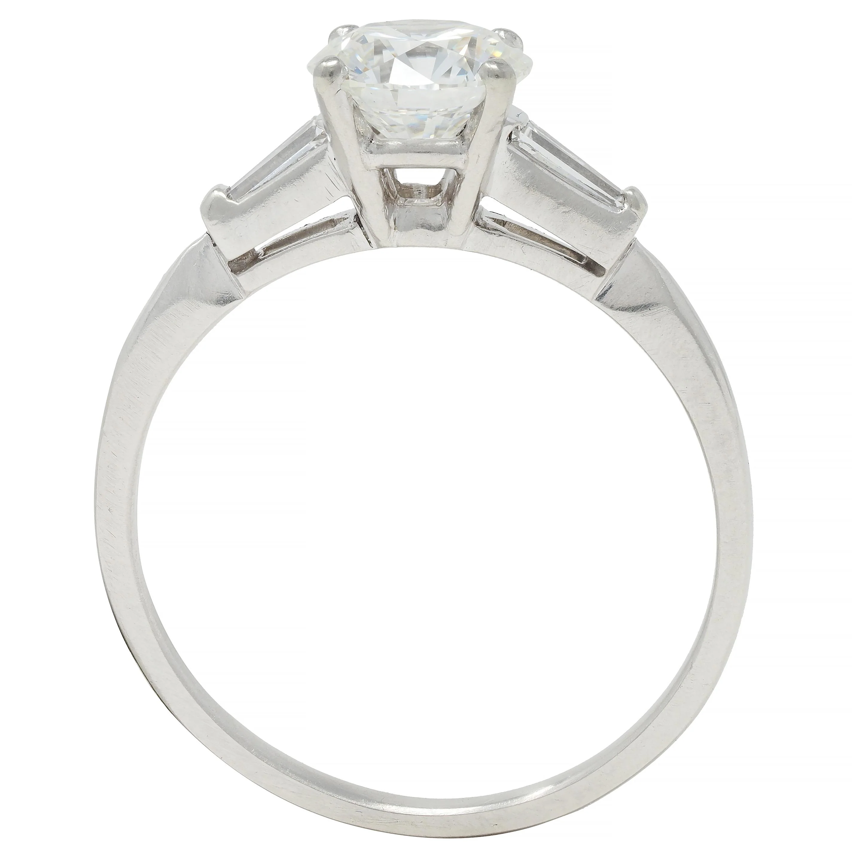 Mid-Century 1.20 CTW Transitional Cut Diamond Platinum Engagement Ring - Image 9